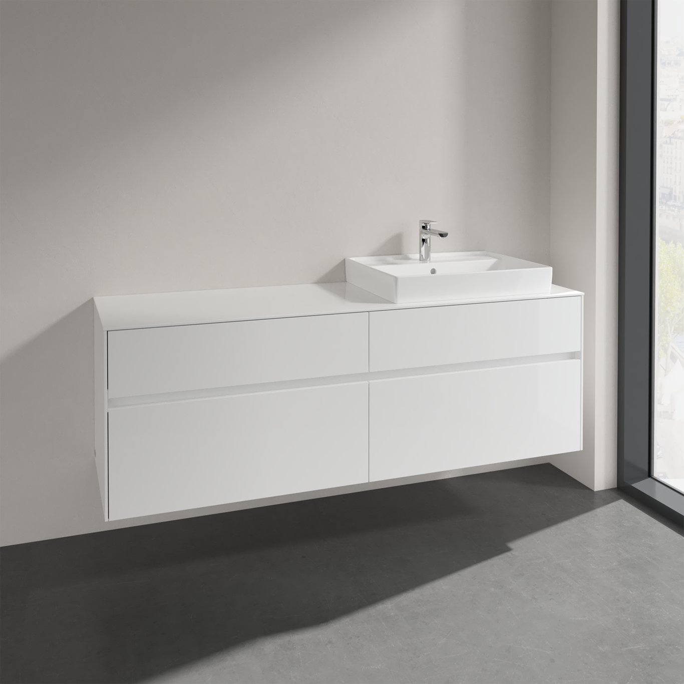 VILLEROY & BOCH COLLARO SERVANTSKAP 160 FOR SERVANT HØYRE 60 CM M/4 SKUFFER HVIT HØYGLANS VILLEROY & BOCH COLLARO SERVANTSKAP 160 FOR SERVANT HØYRE 60 CM M/4 SKUFFER HVIT HØYGLANS