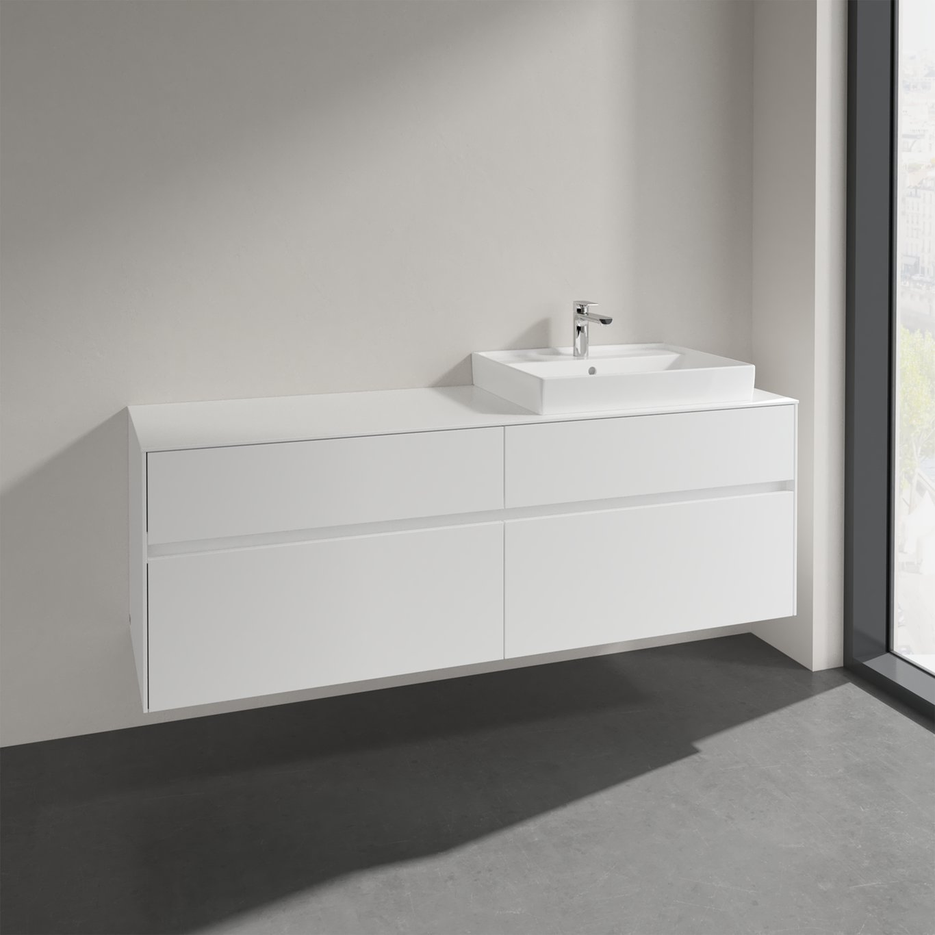 VILLEROY & BOCH COLLARO SERVANTSKAP 160 FOR SERVANT HØYRE 60 CM M/4 SKUFFER HVIT MATT VILLEROY & BOCH COLLARO SERVANTSKAP 160 FOR SERVANT HØYRE 60 CM M/4 SKUFFER HVIT MATT