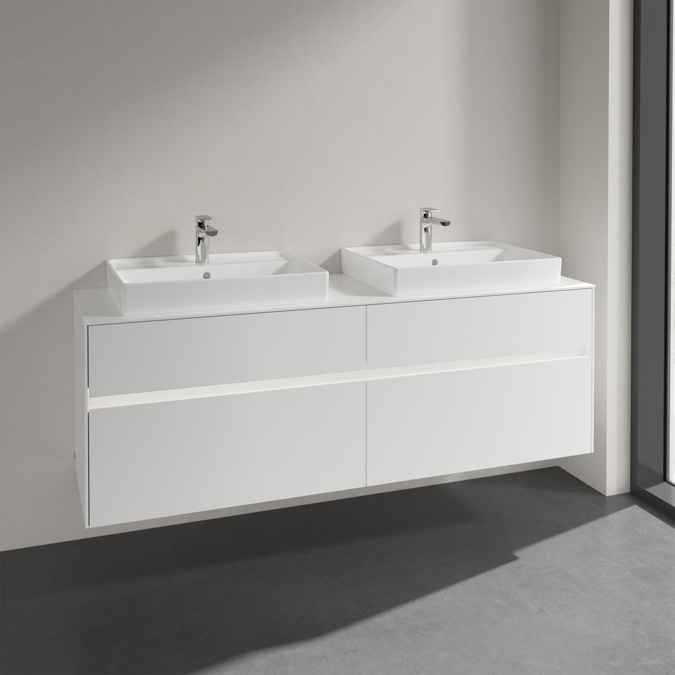 VILLEROY & BOCH COLLARO SERVANTSKAP 160 M/LYS FOR 2STK SERVANT 60 CM M/4 SKUFFER HVIT MATT VILLEROY & BOCH COLLARO SERVANTSKAP 160 M/LYS FOR 2STK SERVANT 60 CM M/4 SKUFFER HVIT MATT