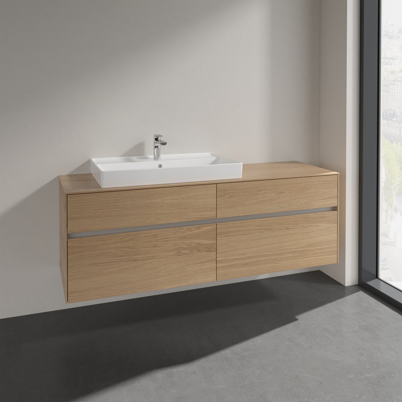 VILLEROY & BOCH COLLARO SERVANTSKAP 160 FOR SERVANT VENSTRE 80 CM, 4 SKUFFER NORDISK EIK VILLEROY & BOCH COLLARO SERVANTSKAP 160 FOR SERVANT VENSTRE 80 CM, 4 SKUFFER NORDISK EIK