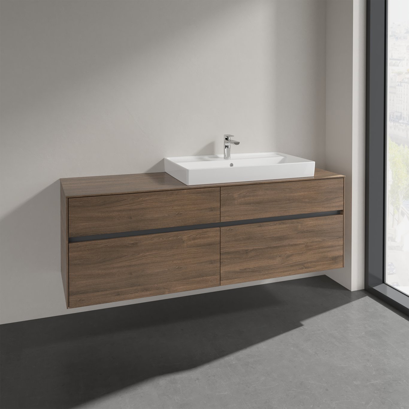 V&B COLLARO SERVANTSKAP 160 FOR SERVANT HØYRE 80 CM, 4 SKUFFER ARIZONA EIK