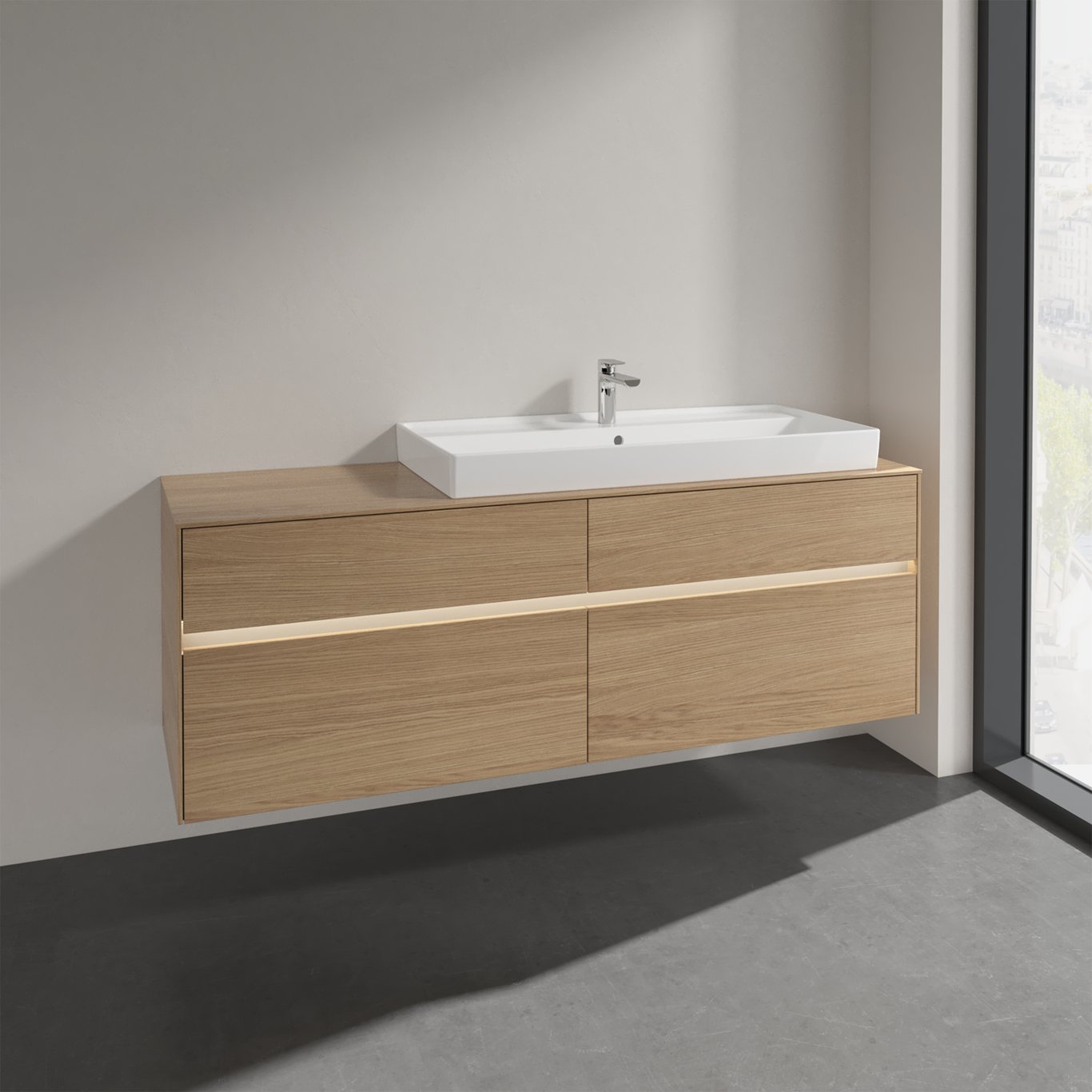 V&B COLLARO SERVANTSKAP 160 M/LYS FOR SERVANT HØYRE 100 M/LYS CM M/4 SKUFFER NORDISK EIK