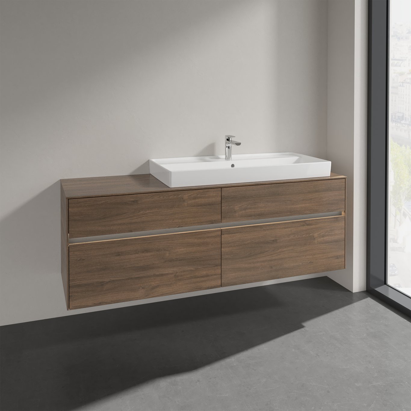 V&B COLLARO SERVANTSKAP 160 M/LYS FOR SERVANT HØYRE 100 M/LYS CM M/4 SKUFFER ARIZONA EIK V&B COLLARO SERVANTSKAP 160 M/LYS FOR SERVANT HØYRE 100 M/LYS CM M/4 SKUFFER ARIZONA EIK