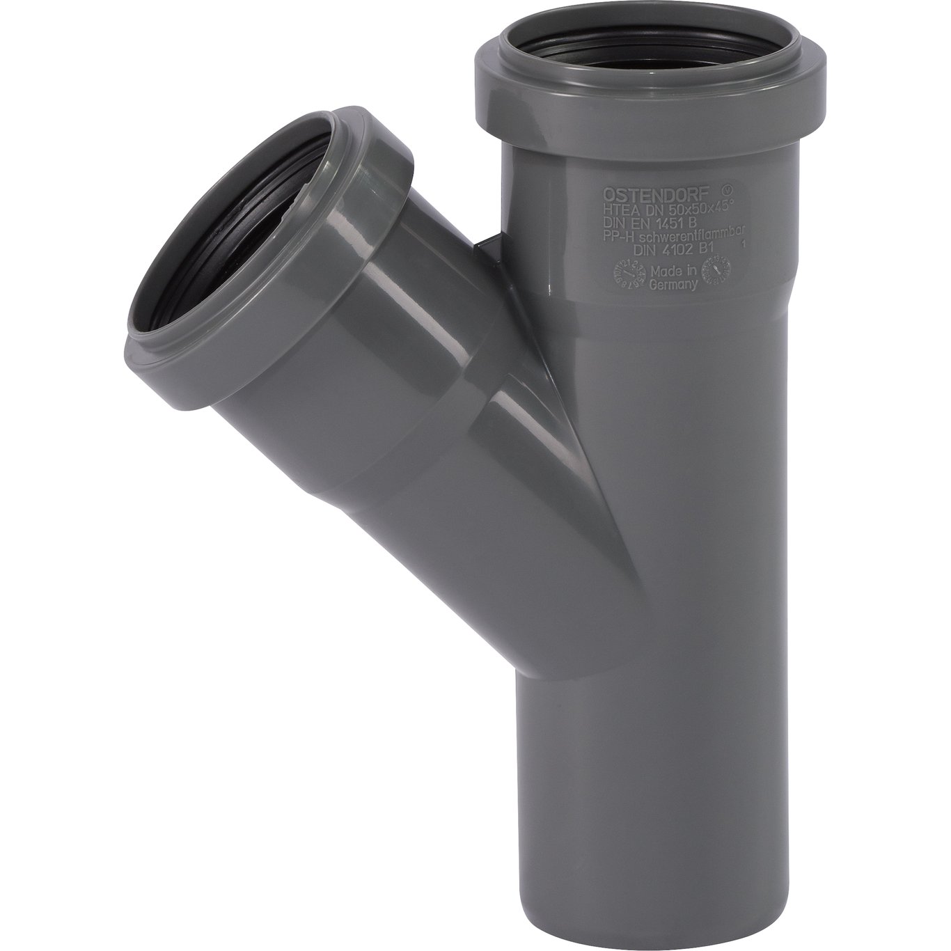 HT SAFE GRENRØR PP GRÅ 50/50MM - 45° HT SAFE GRENRØR PP GRÅ 50/50MM - 45°