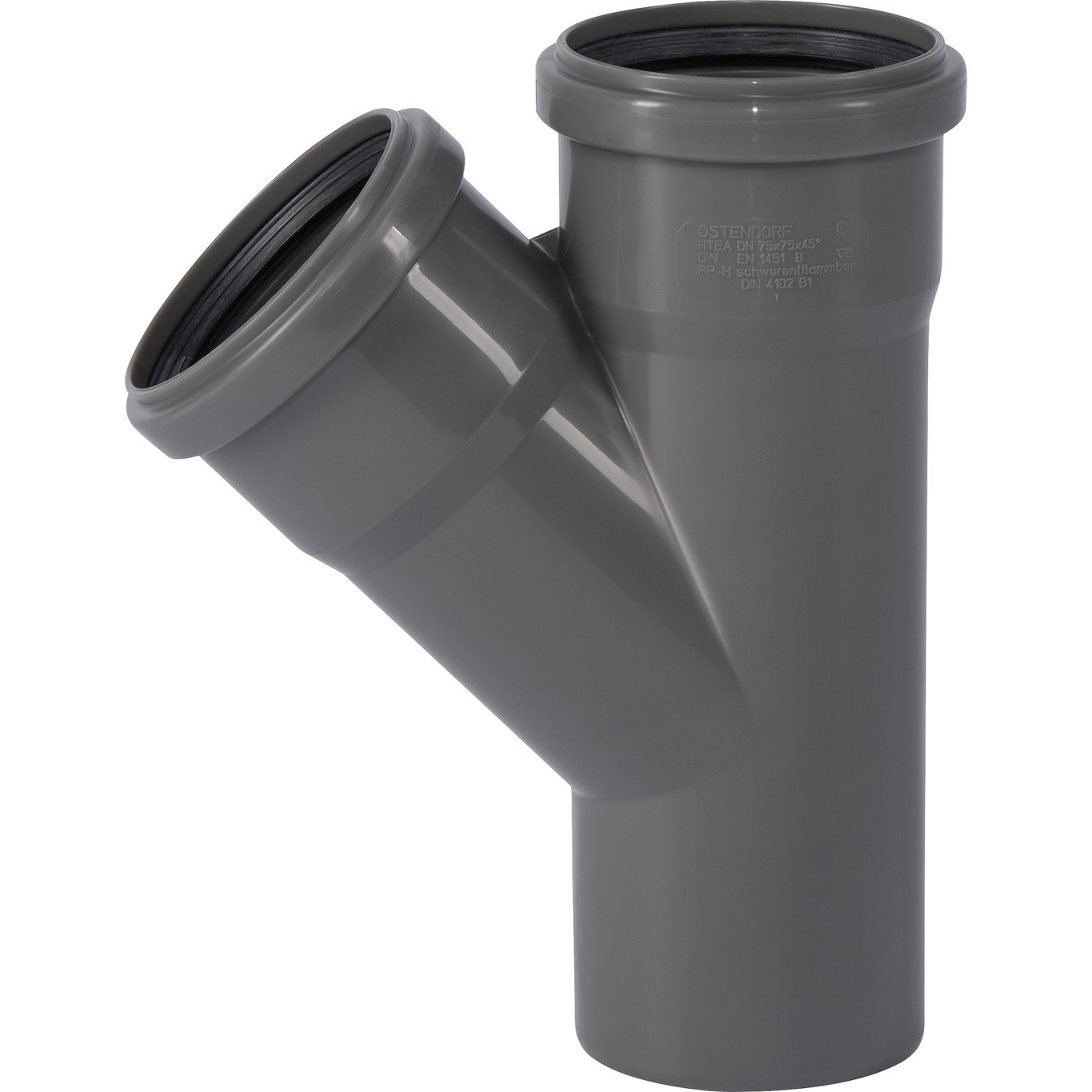 HT SAFE GRENRØR PP GRÅ 75/75MM - 45° HT SAFE GRENRØR PP GRÅ 75/75MM - 45°