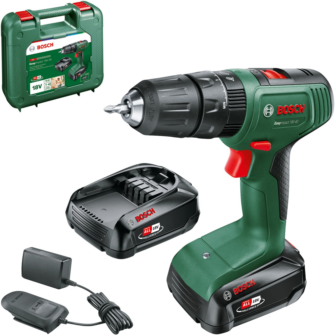 BOSCH SLAGDRILL EASYIMPACT 18V-40 2X2AH BOSCH SLAGDRILL EASYIMPACT 18V-40 2X2AH