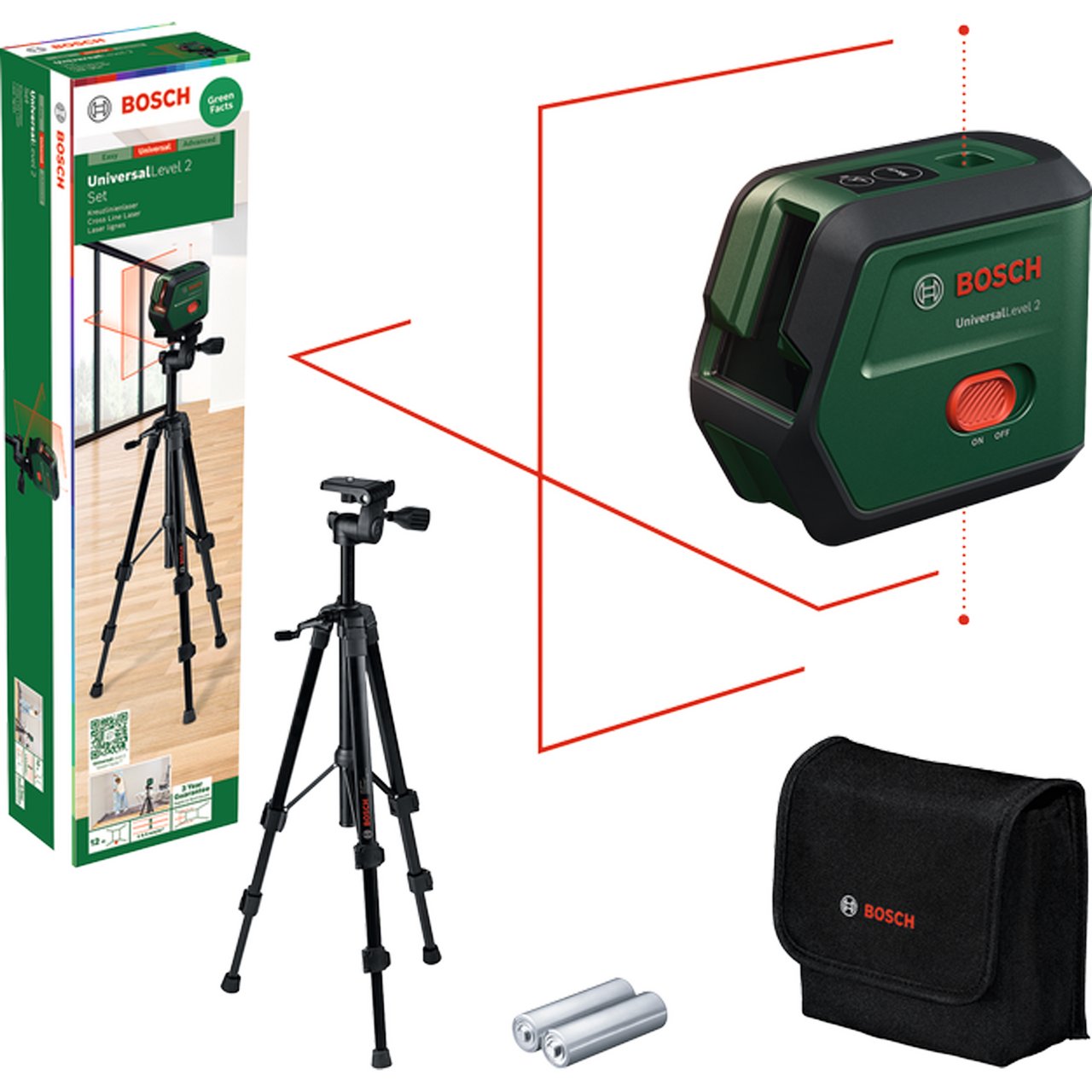 BOSCH KRYSSLASER UNIVERSALLEVEL 2 MED STATIV
