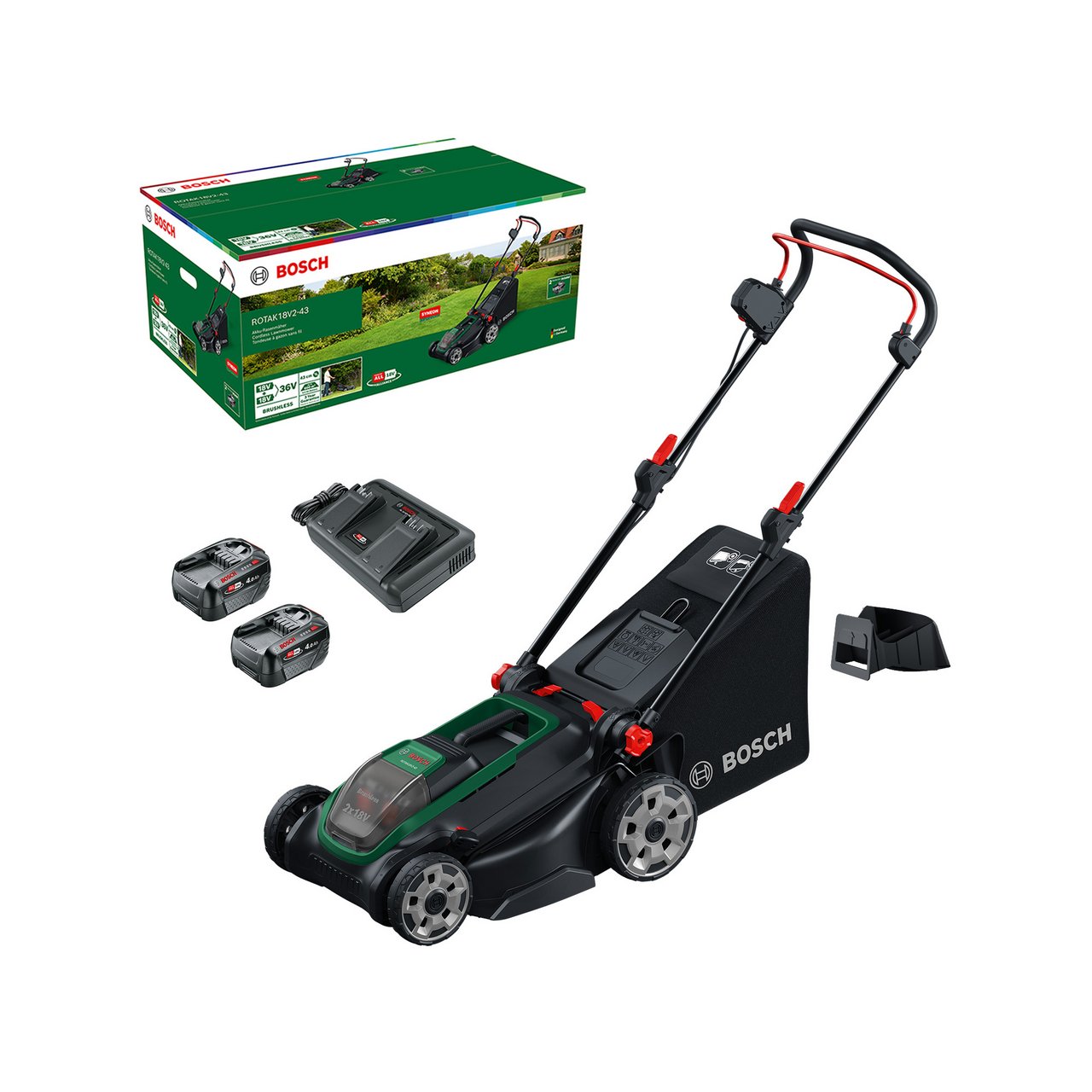 BOSCH GRESSKLIPPER ROTAK 18V2-43 2X4AH