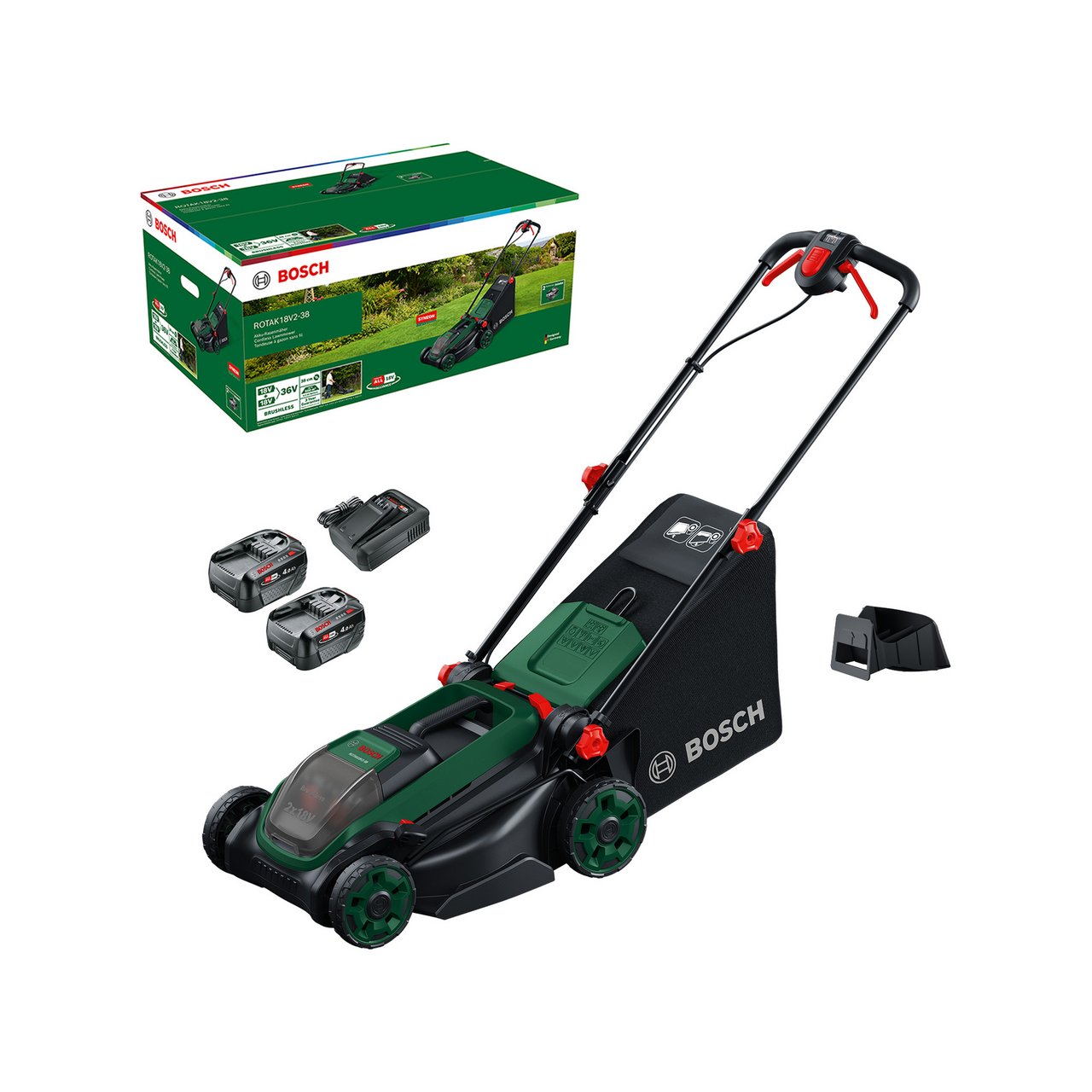 BOSCH GRESSKLIPPER ROTAK 18V2-38 2X4AH BOSCH GRESSKLIPPER ROTAK 18V2-38 2X4AH