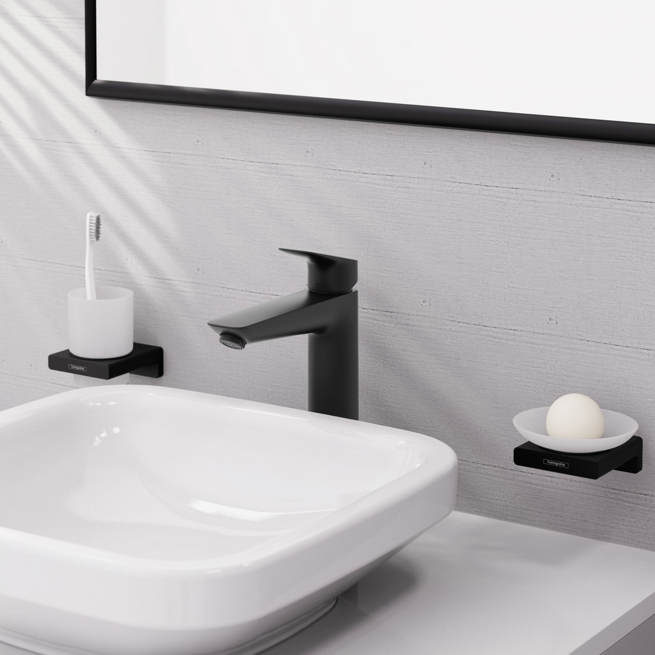 HANSGROHE LOGIS SERVANTBATTERI 190 MATT SORT HANSGROHE LOGIS SERVANTBATTERI 190 MATT SORT