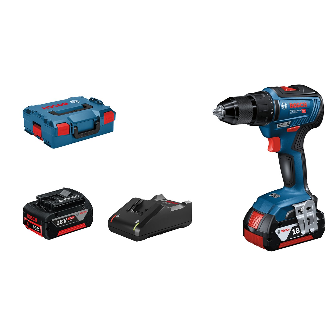 BOSCH DRILL GSR 18V-55 2X4,0AH