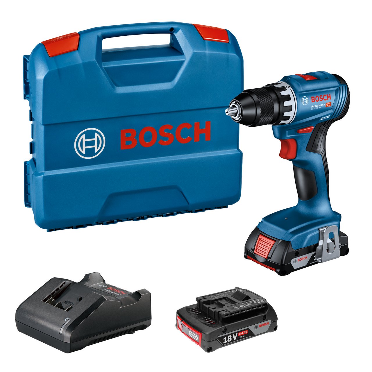 BOSCH DRILL GSR 18V-45 2X2,0AH L-CASE