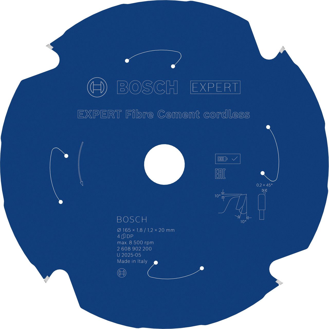 BOSCH SAGBLAD 165X20X1,8 4T 10G FC CL EXP