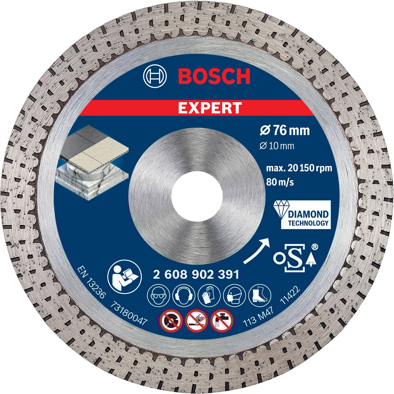 BOSCH DIAMANTSKIVE HARDCERAMIC 76X10MM