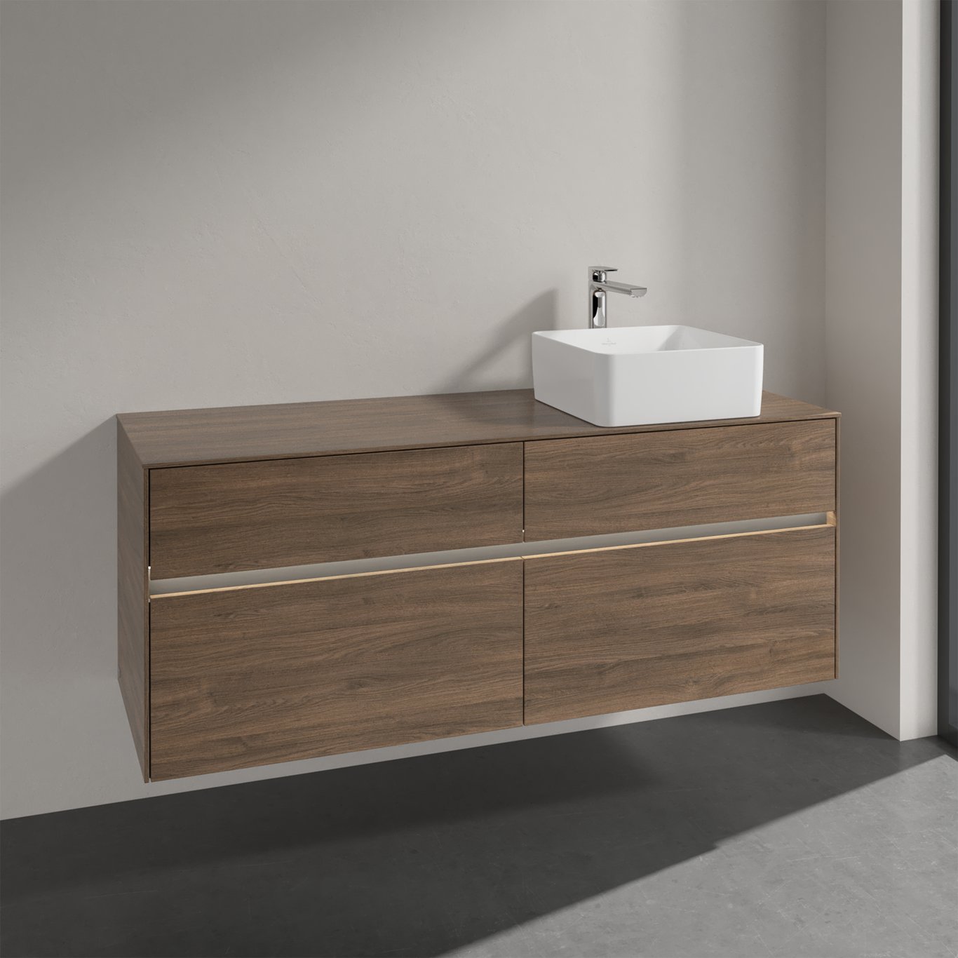 V&B COLLARO SERVANTSKAP 140 M/LYS FOR SERVANT HØYRE M/4 SKUFFER ARIZONA EIK