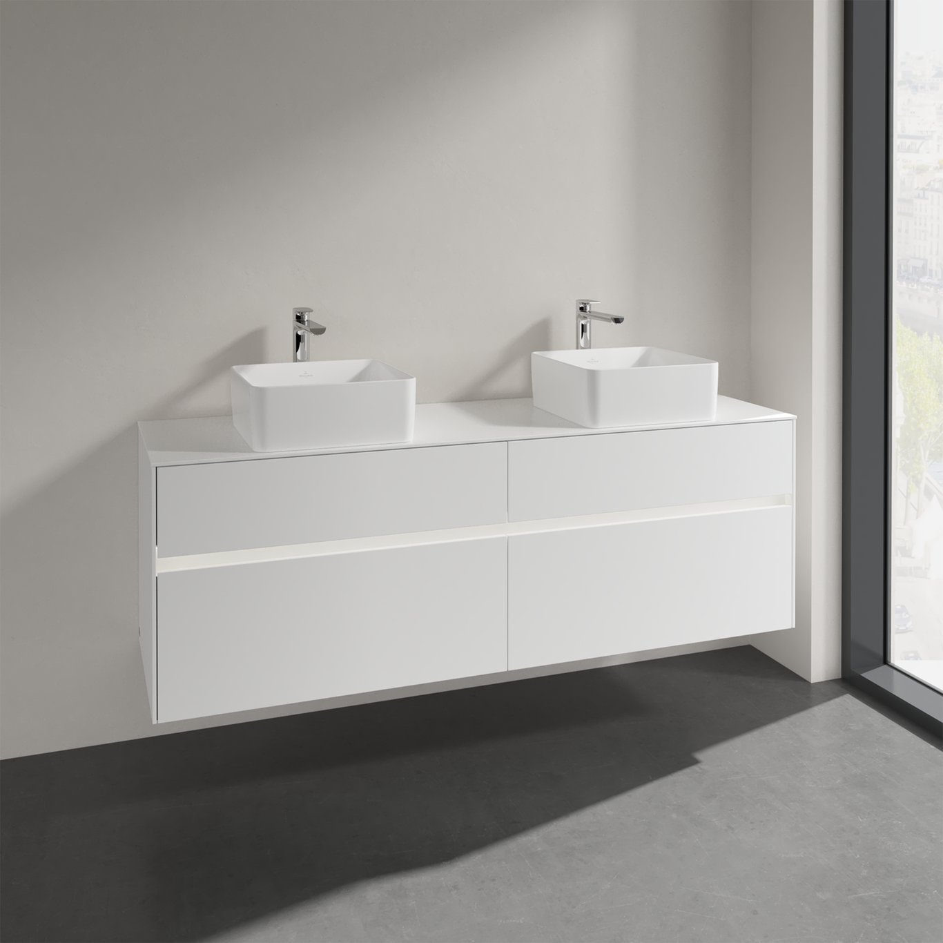 V&B COLLARO SERVANTSKAP 160 M/LYS FOR 2 SERVANTER M/4 SKUFFER HVIT MATT