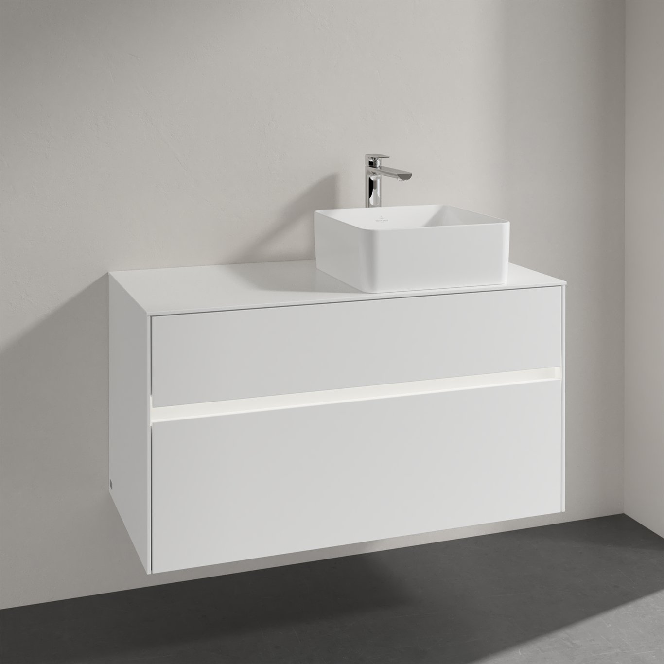 V&B COLLARO SERVANTSKAP 100 M/LYS FOR SERVANT HØYRE M/2 SKUFFER HVIT MATT