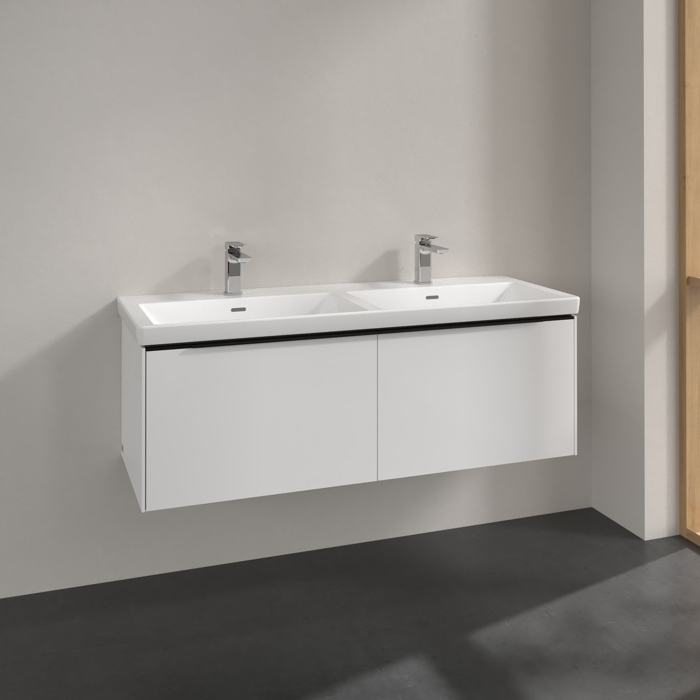 V&B SUBWAY 3.0 SERVANTSKAP 127X42 F/DOBBEL SERVANT BRILLIANT WHITE HÅNDTAK I VOLCANO BLACK V&B SUBWAY 3.0 SERVANTSKAP 127X42 F/DOBBEL SERVANT BRILLIANT WHITE HÅNDTAK I VOLCANO BLACK