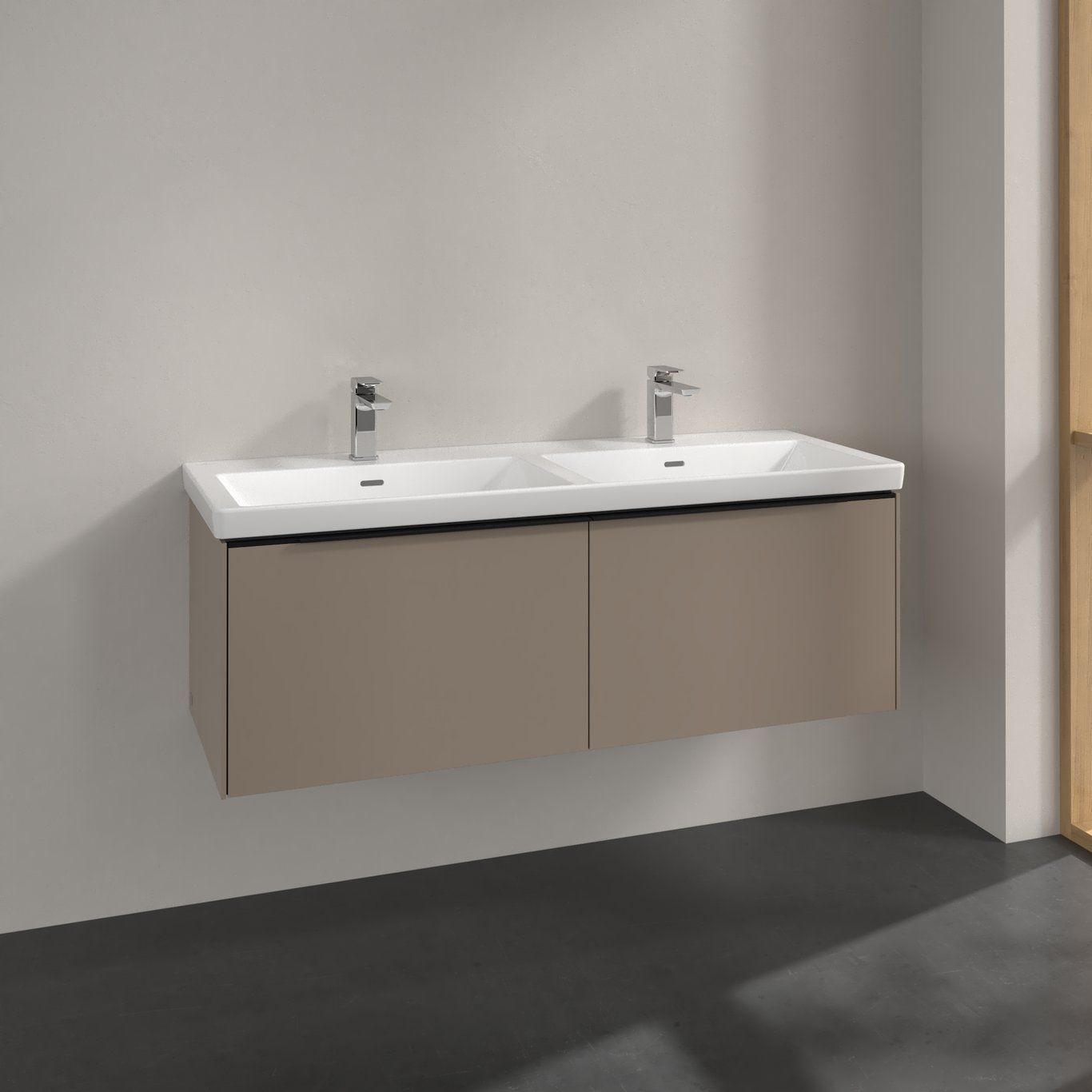 V&B SUBWAY 3.0 SERVANTSKAP 127X42 F/DOBBEL SERVANT TAUPE HÅNDTAK I VOLCANO BLACK