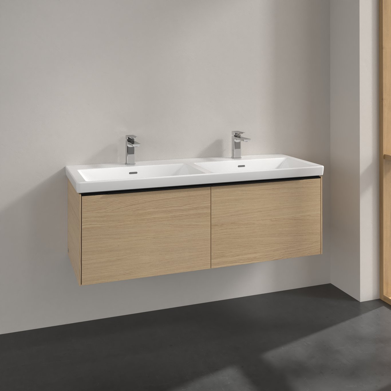 V&B SUBWAY 3.0 SERVANTSKAP 127X42 F/DOBBEL SERVANT NORDIC OAK HÅNDTAK I VOLCANO BLACK