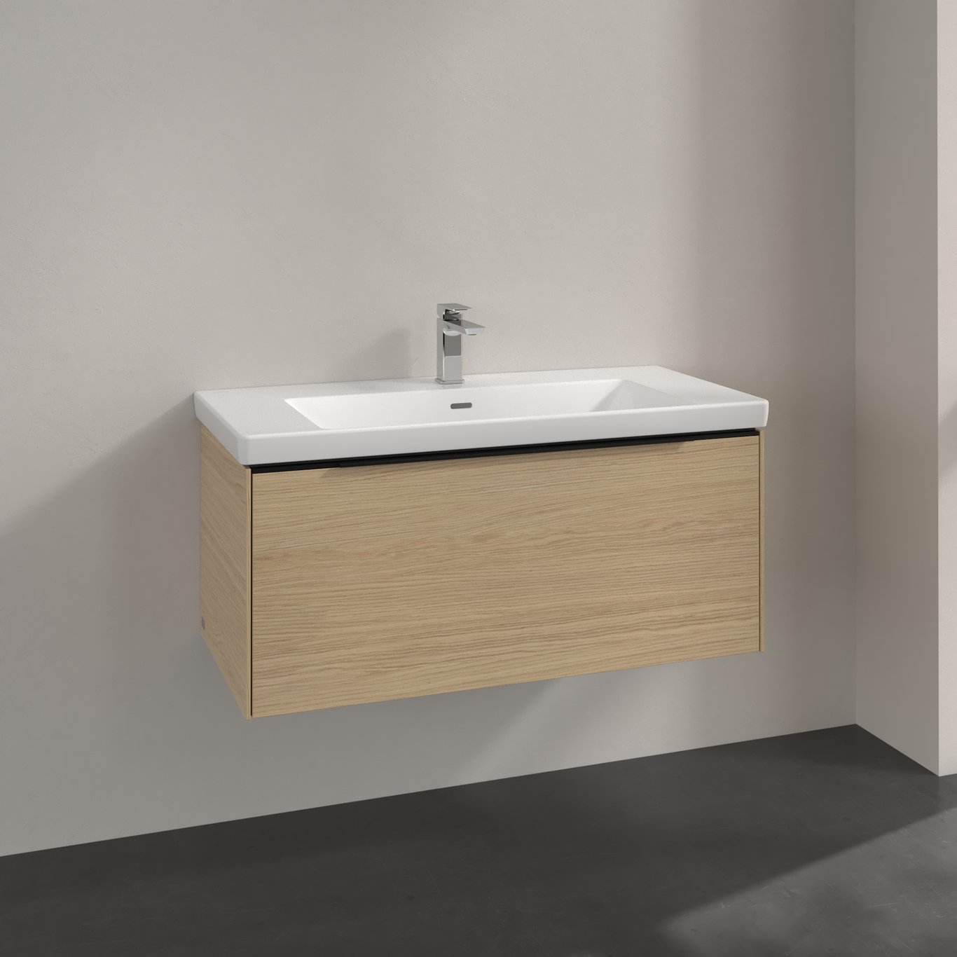 V&B SUBWAY 3.0 SERVANTSKAP 97X42 NORDIC OAK HÅNDTAK I VOLCANO BLACK