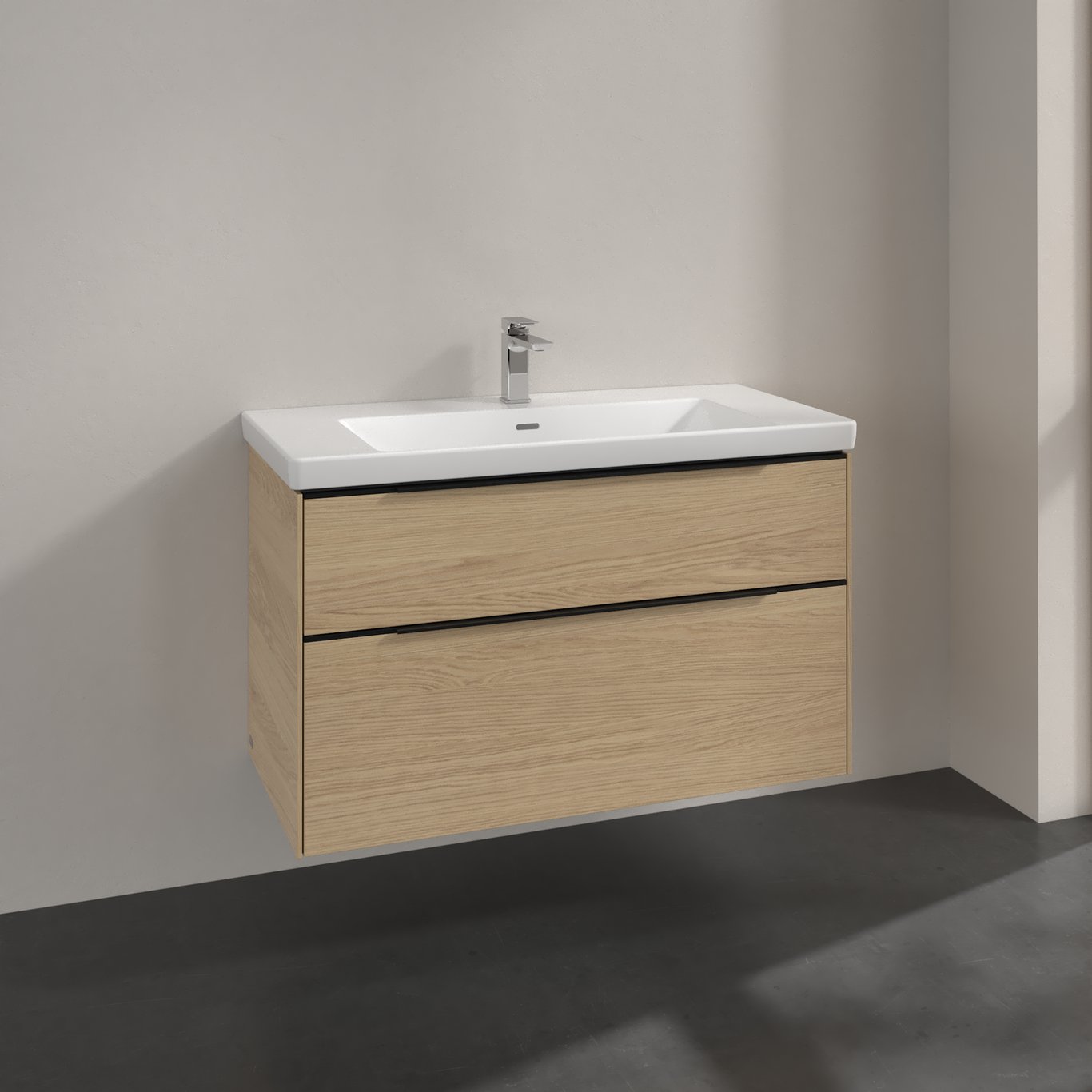 V&B SUBWAY 3.0 SERVANTSKAP 97X57 NORDIC OAK HÅNDTAK I VOLCANO BLACK