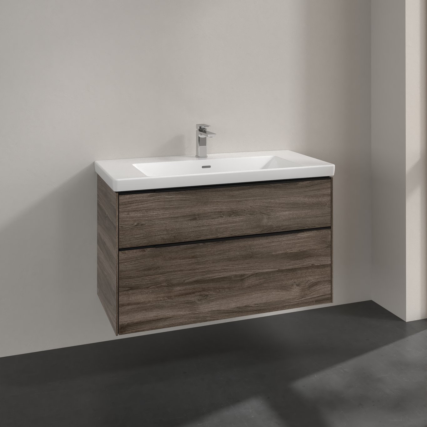 V&B SUBWAY 3.0 SERVANTSKAP 97X57 STONE OAK HÅNDTAK I VOLCANO BLACK