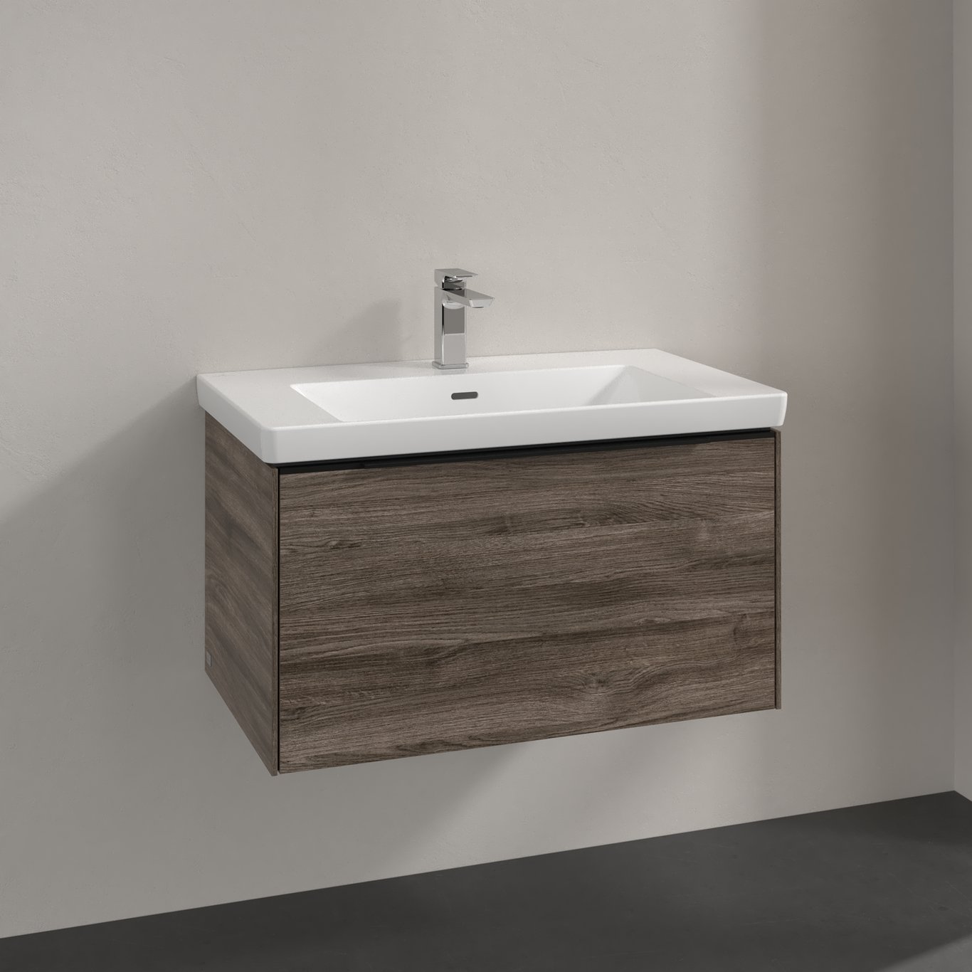 V&B SUBWAY 3.0 SERVANTSKAP 77X42 STONE OAK HÅNDTAK I VOLCANO BLACK