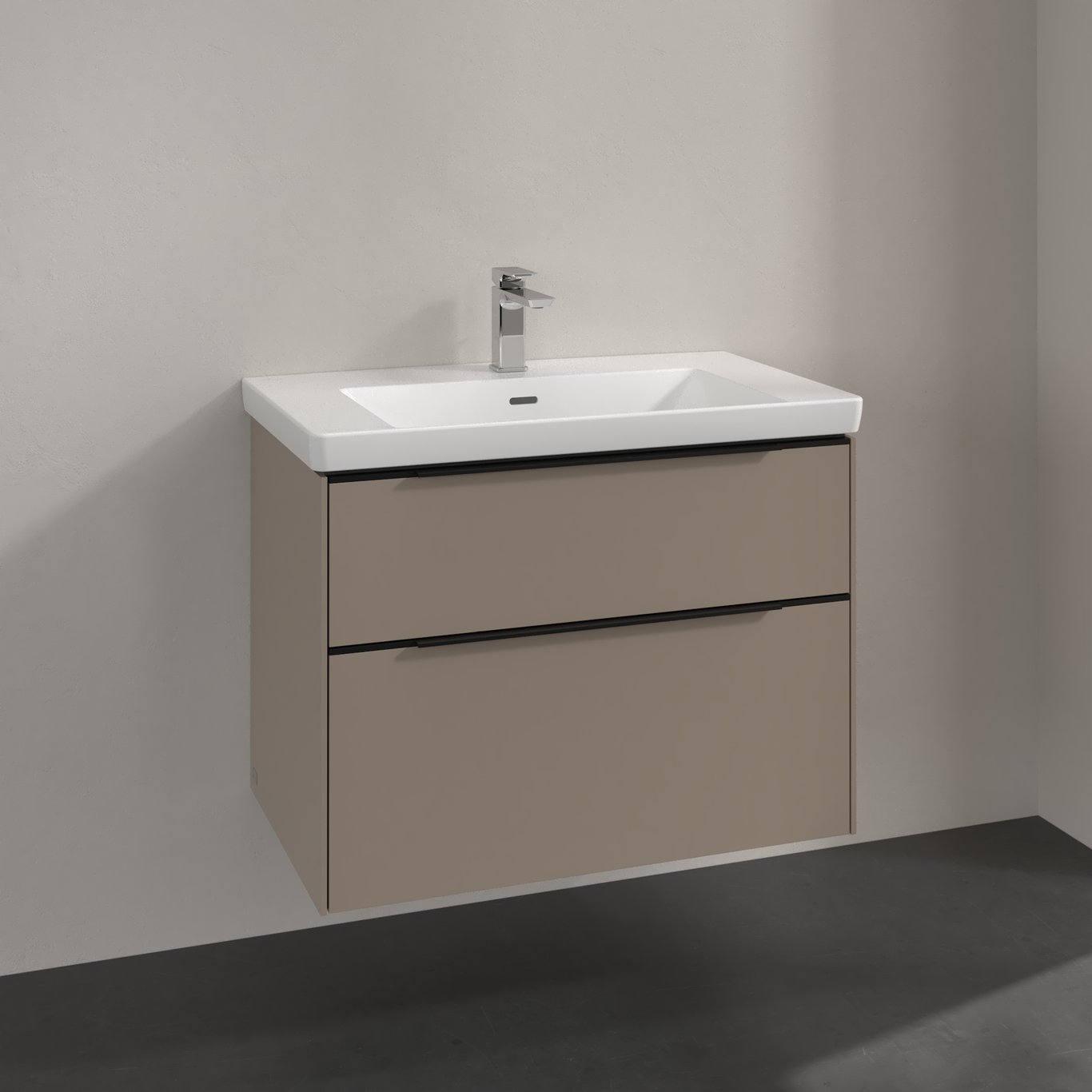 V&B SUBWAY 3.0 SERVANTSKAP 77X57 TAUPE HÅNDTAK I VOLCANO BLACK