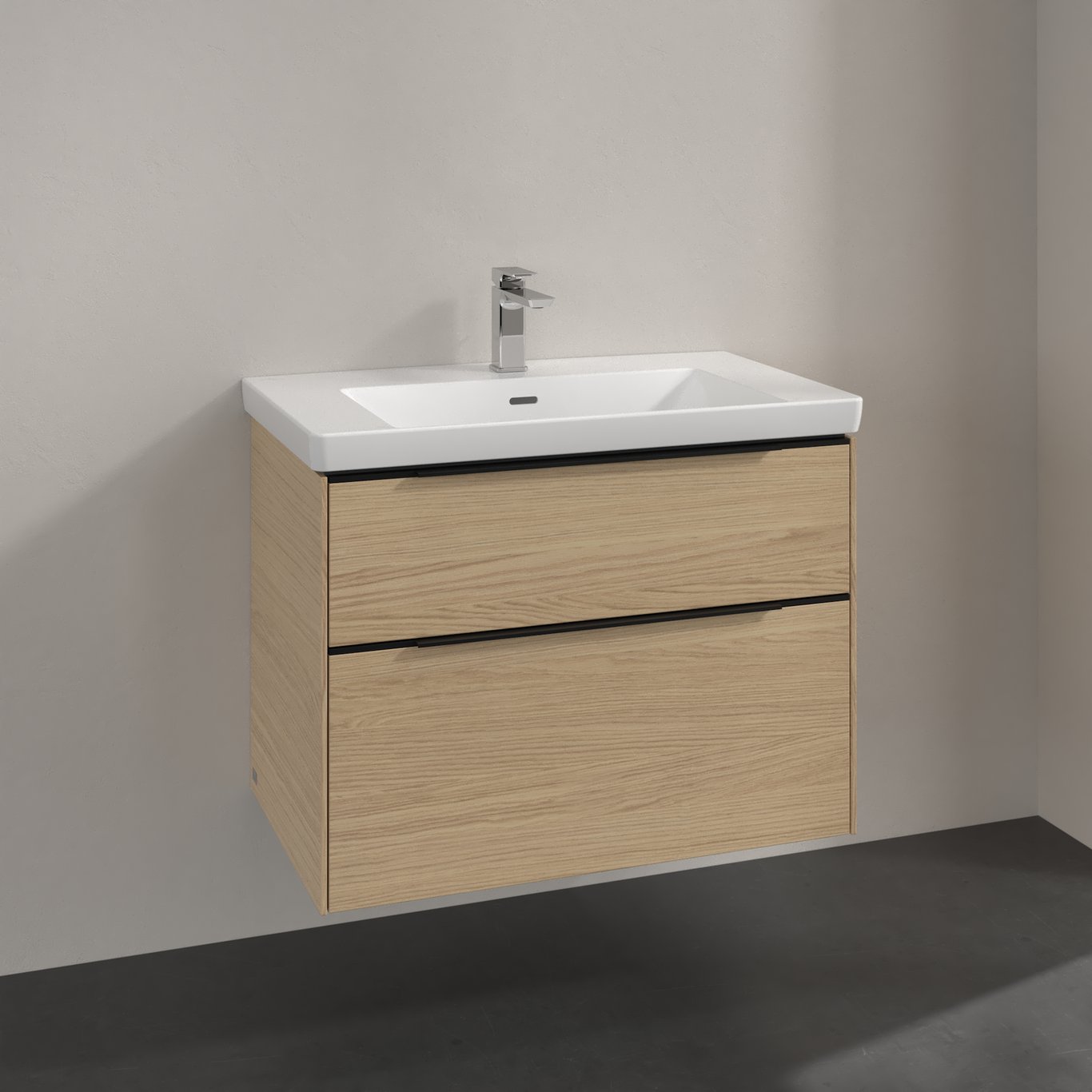 V&B SUBWAY 3.0 SERVANTSKAP 77X57 NORDIC OAK HÅNDTAK I VOLCANO BLACK