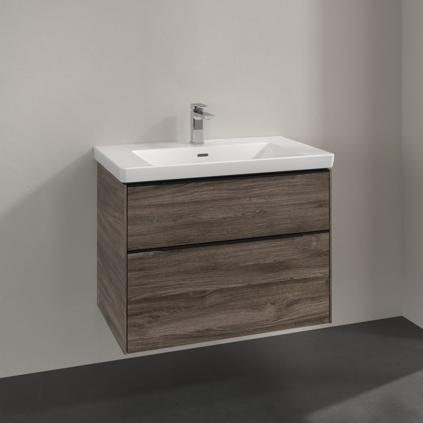 V&B SUBWAY 3.0 SERVANTSKAP 77X57 STONE OAK HÅNDTAK I VOLCANO BLACK