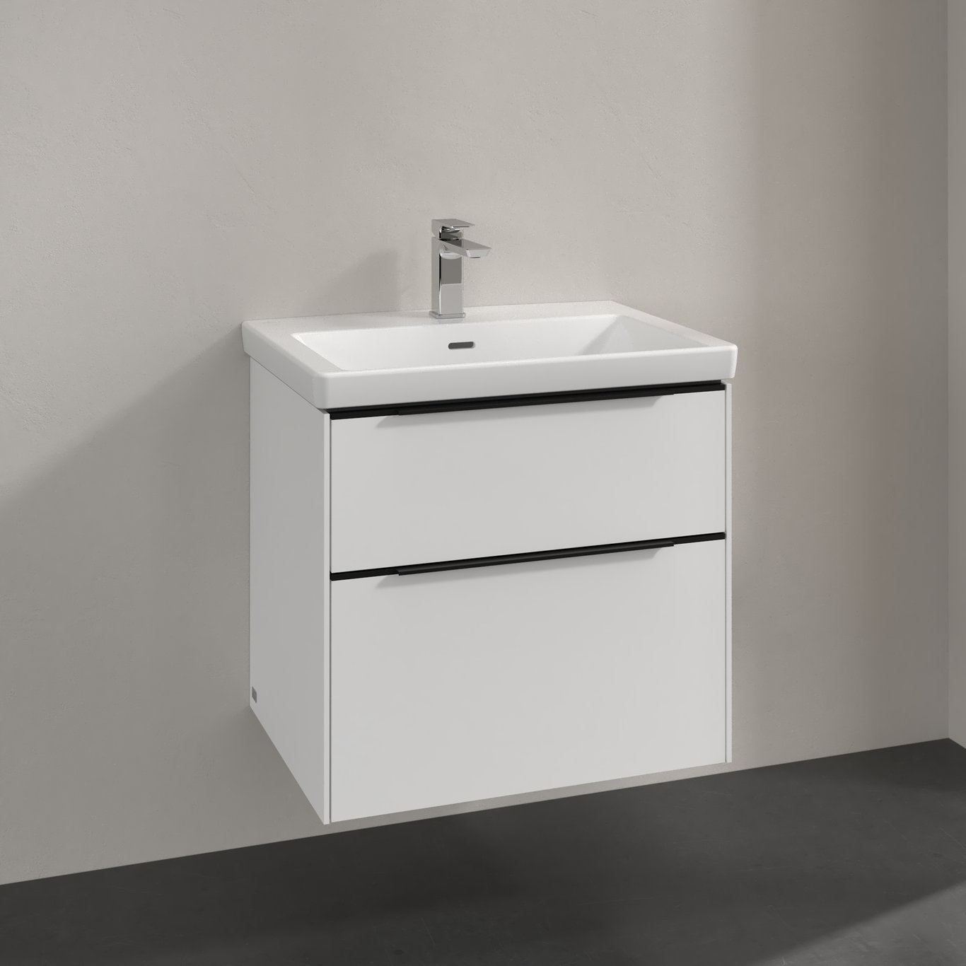 V&B SUBWAY 3.0 SERVANTSKAP 62X57 BRILLIANT WHITE HÅNDTAK I VOLCANO BLACK