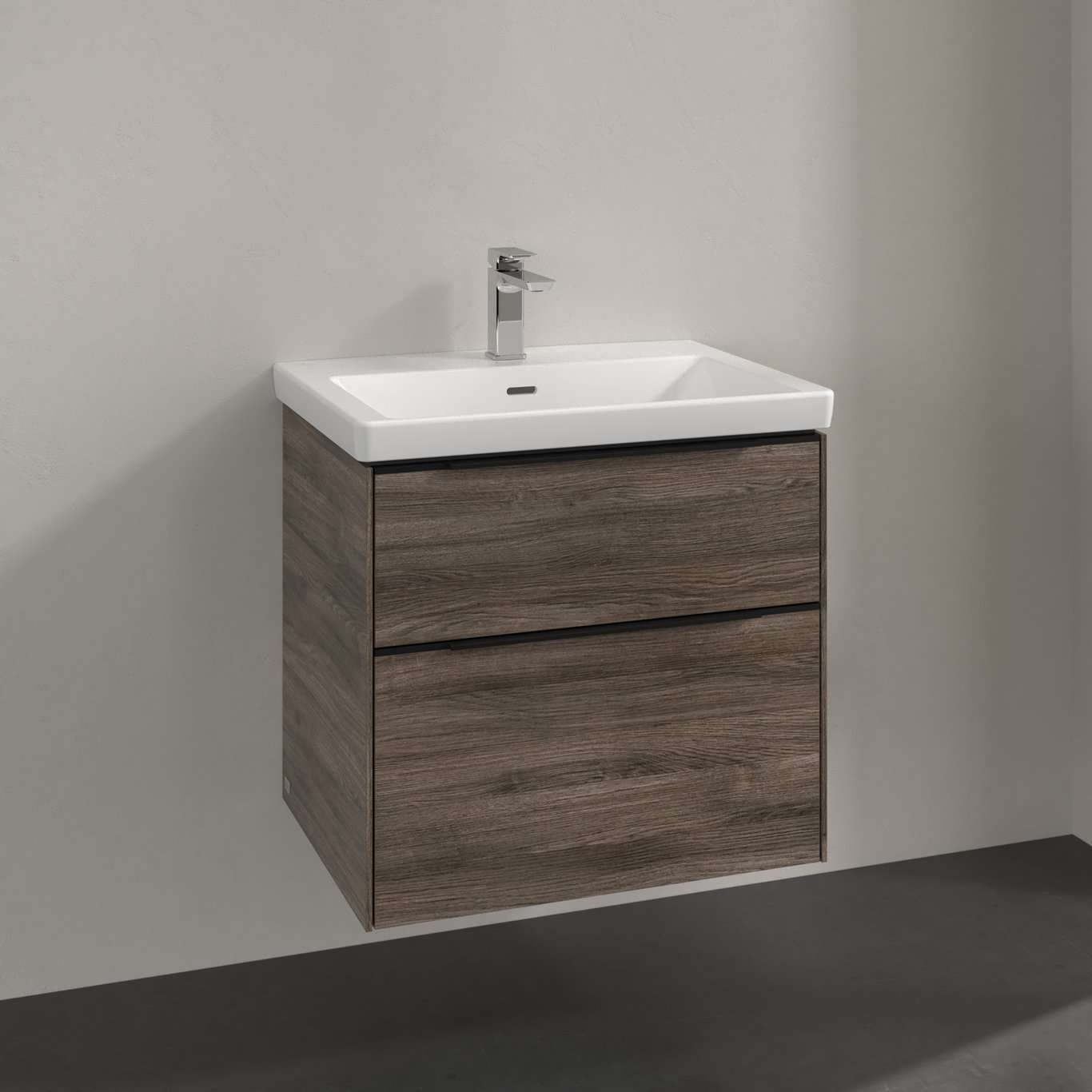 V&B SUBWAY 3.0 SERVANTSKAP 62X57 STONE OAK HÅNDTAK I VOLCANO BLACK