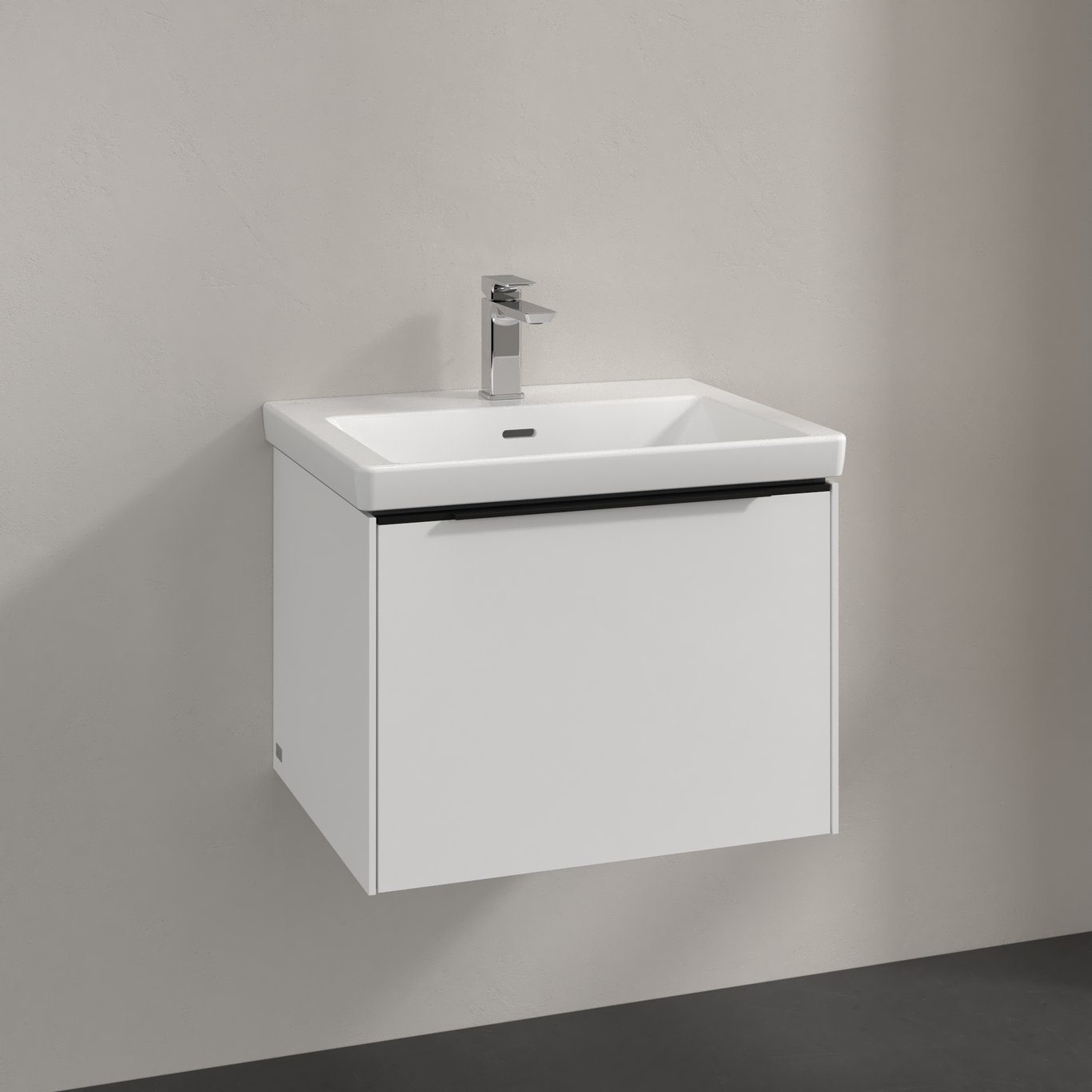 V&B SUBWAY 3.0 SERVANTSKAP 57X42 BRILLIANT WHITE HÅNDTAK I VOLCANO BLACK