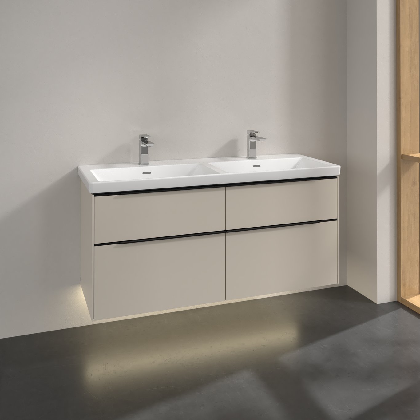 V&B SUBWAY 3.0 SERVANTSKAP 127X57 F/DOBBEL SERVANT CASHMERE GREY M/LYS HÅNDTAK I VOLCANO BLACK V&B SUBWAY 3.0 SERVANTSKAP 127X57 F/DOBBEL SERVANT CASHMERE GREY M/LYS HÅNDTAK I VOLCANO BLACK