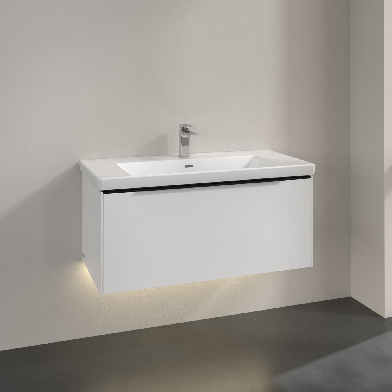 V&B SUBWAY 3.0 SERVANTSKAP 97X42 BRILLIANT WHITE M/LYS HÅNDTAK I VOLCANO BLACK
