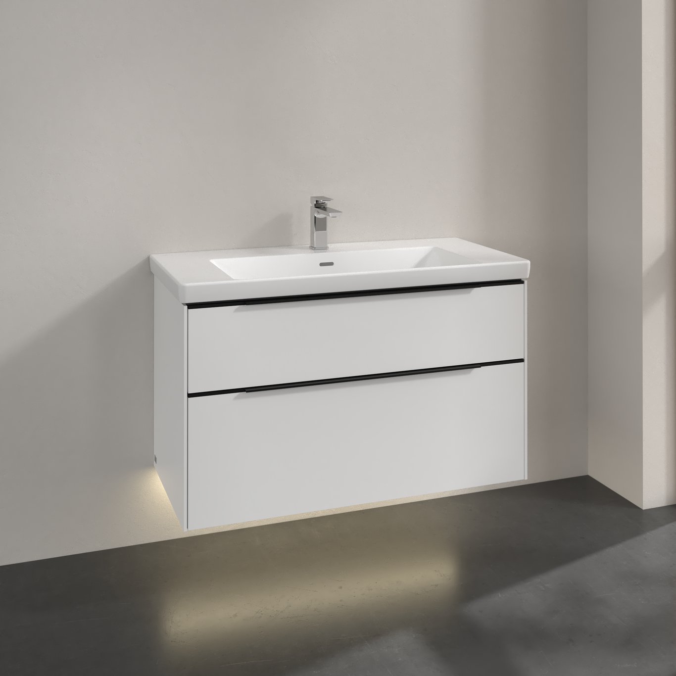 V&B SUBWAY 3.0 SERVANTSKAP 97X57 BRILLIANT WHITE M/LYS HÅNDTAK I VOLCANO BLACK