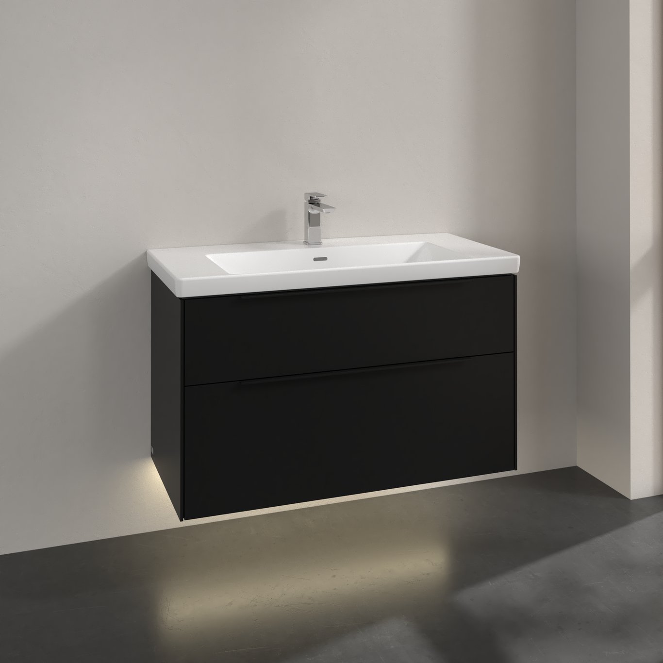 V&B SUBWAY 3.0 SERVANTSKAP 97X57 VOLCANO BLACK M/LYS HÅNDTAK I MØBELETS FARGE