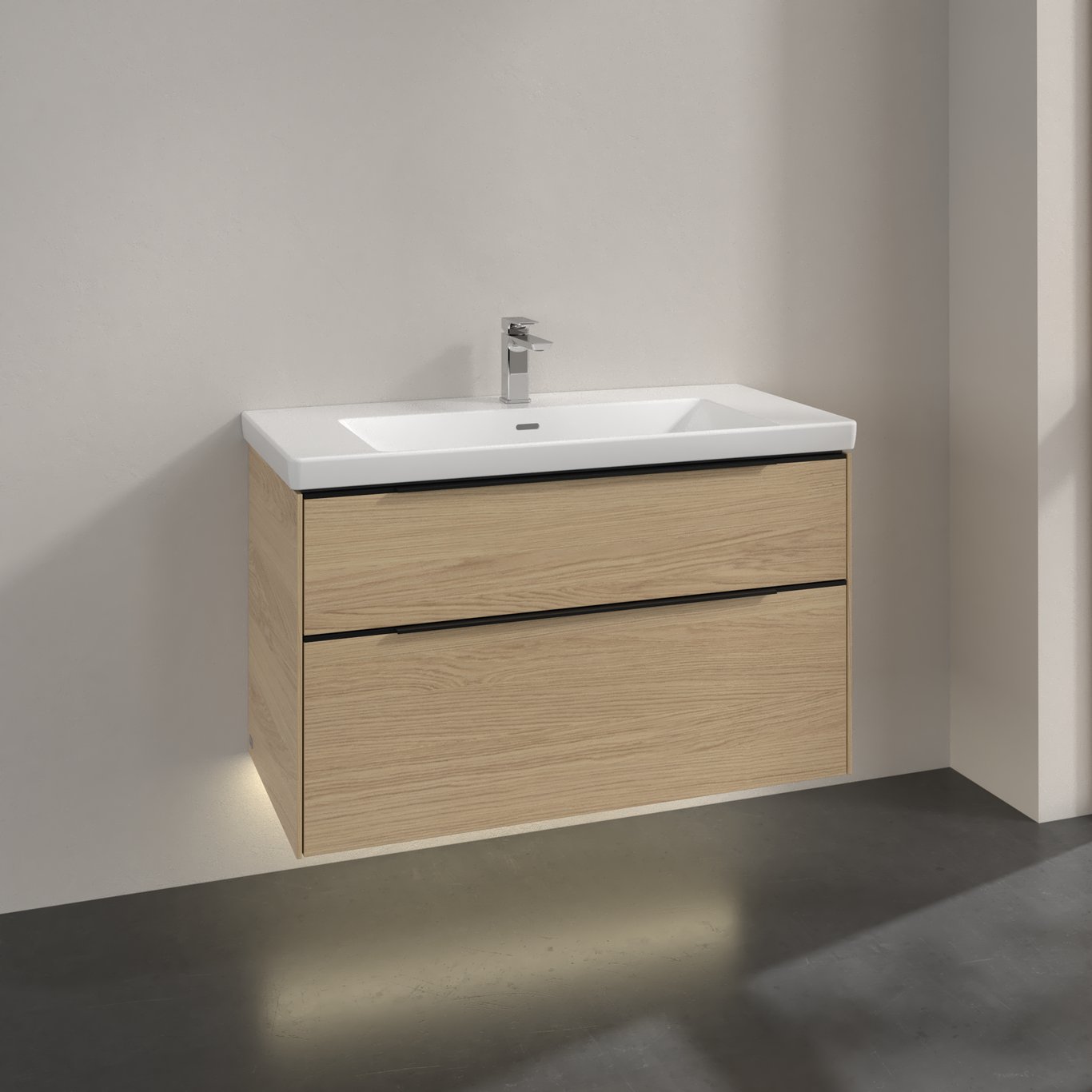 V&B SUBWAY 3.0 SERVANTSKAP 97X57 NORDIC OAK M/LYS HÅNDTAK I VOLCANO BLACK