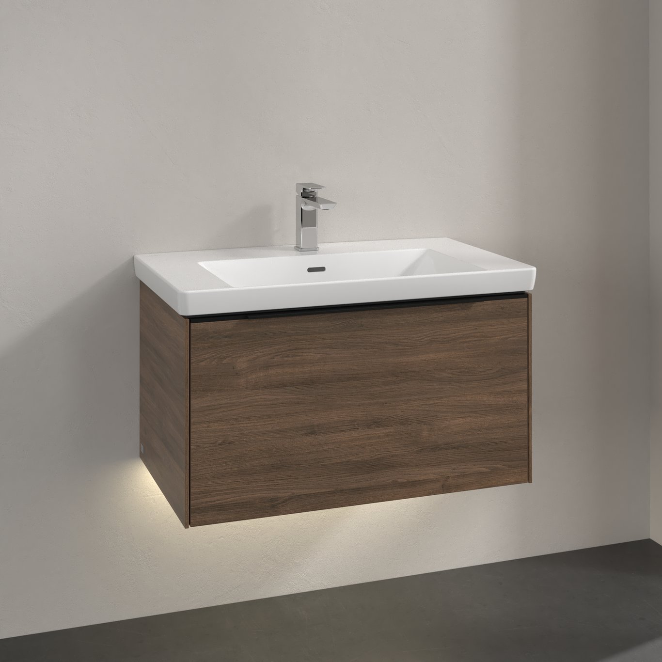 V&B SUBWAY 3.0 SERVANTSKAP 77X42 ARIZONA OAK M/LYS HÅNDTAK I VOLCANO BLACK