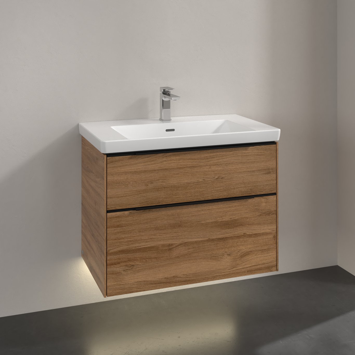 V&B SUBWAY 3.0 SERVANTSKAP 77X57 KANSAS OAK M/LYS HÅNDTAK I VOLCANO BLACK