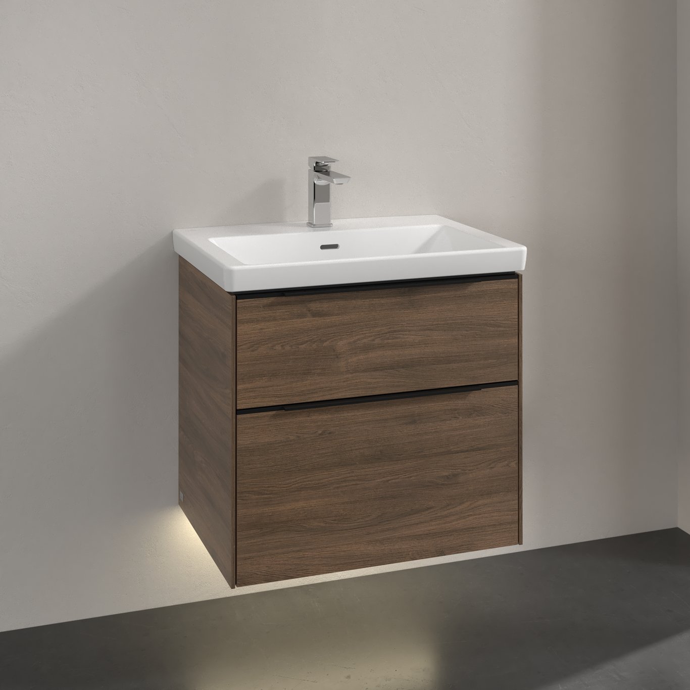 V&B SUBWAY 3.0 SERVANTSKAP 62X57 ARIZONA OAK M/LYS HÅNDTAK I VOLCANO BLACK