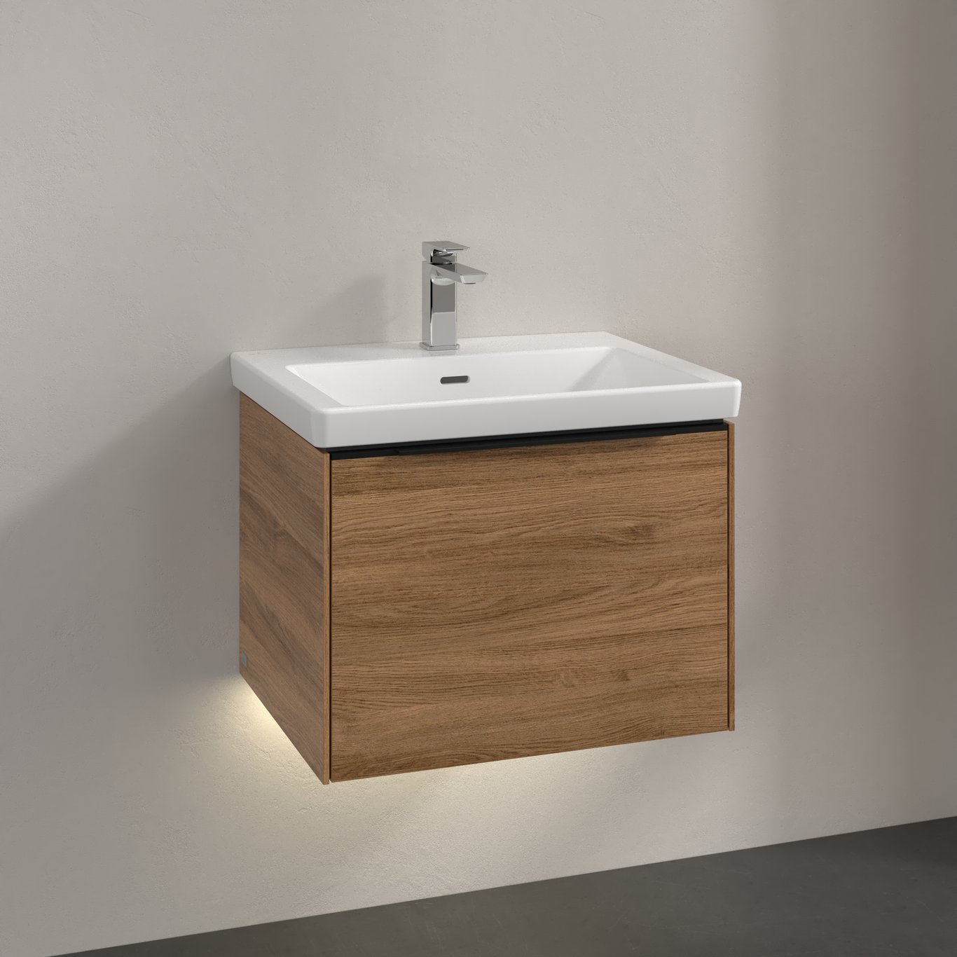 V&B SUBWAY 3.0 SERVANTSKAP 57X42 KANSAS OAK M/LYS HÅNDTAK I VOLCANO BLACK