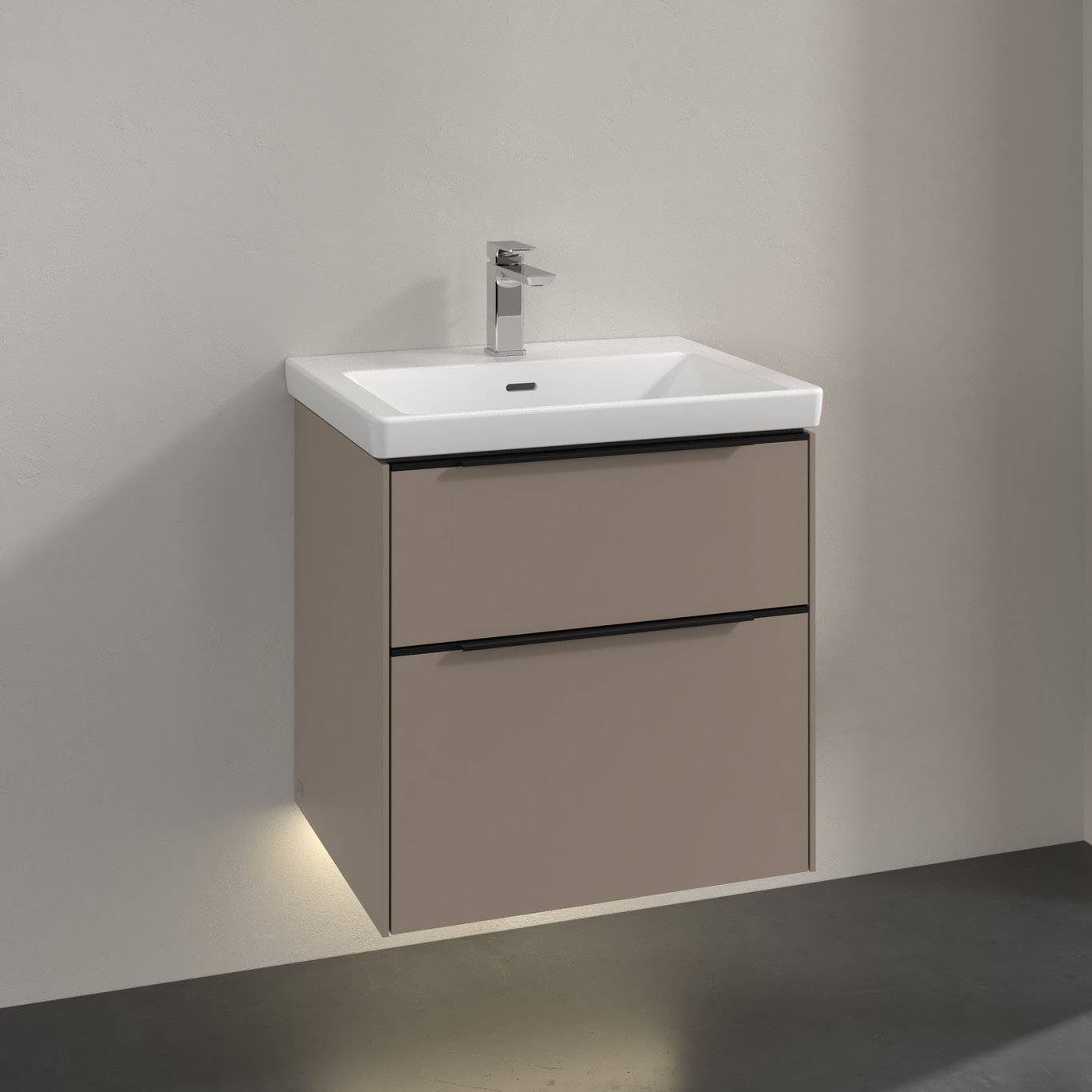 V&B SUBWAY 3.0 SERVANTSKAP 57X47 BLACK TAUPE M/LYS HÅNDTAK I VOLCANO