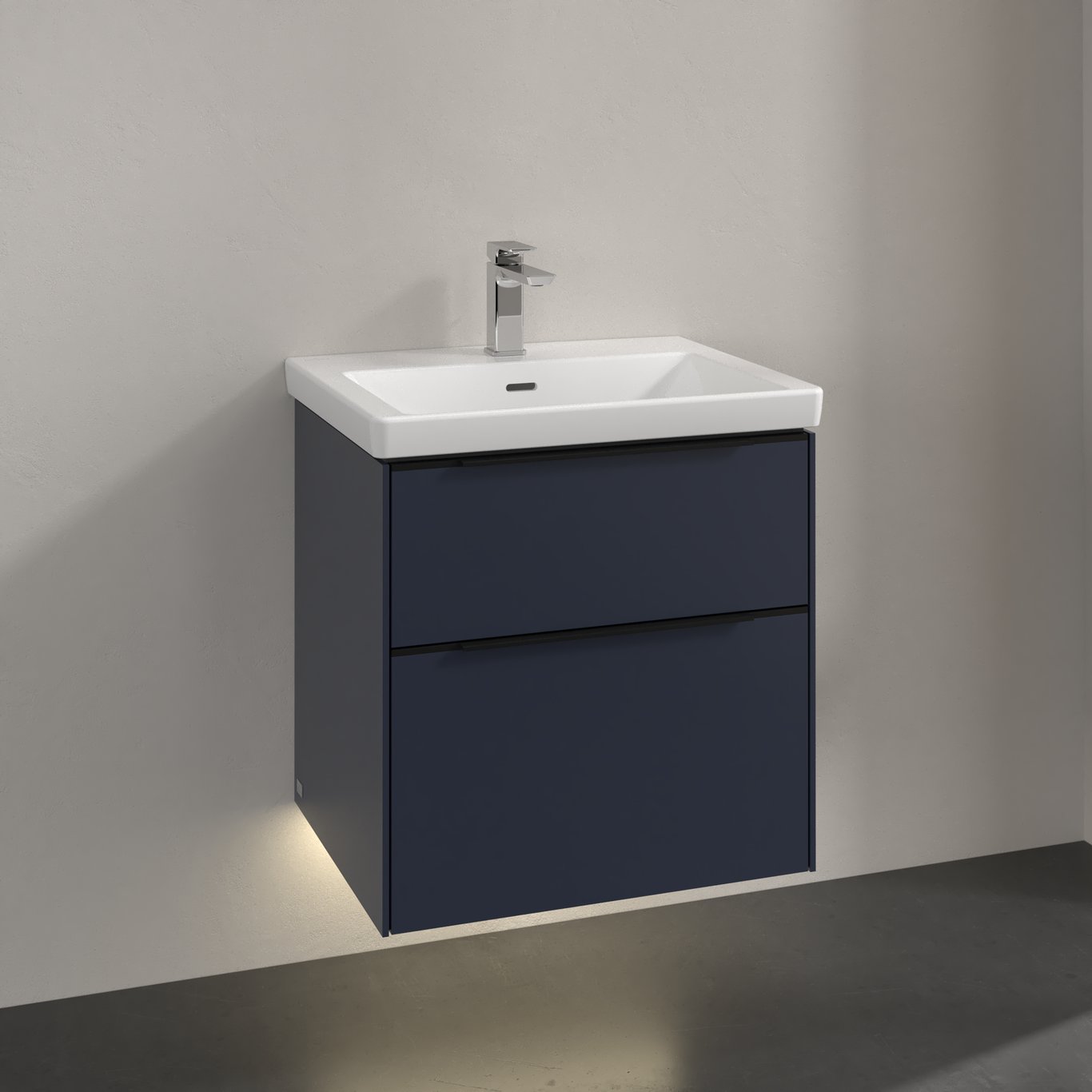 V&B SUBWAY 3.0 SERVANTSKAP 57X47 MARINE BLUE M/LYS HÅNDTAK I VOLCANO BLACK