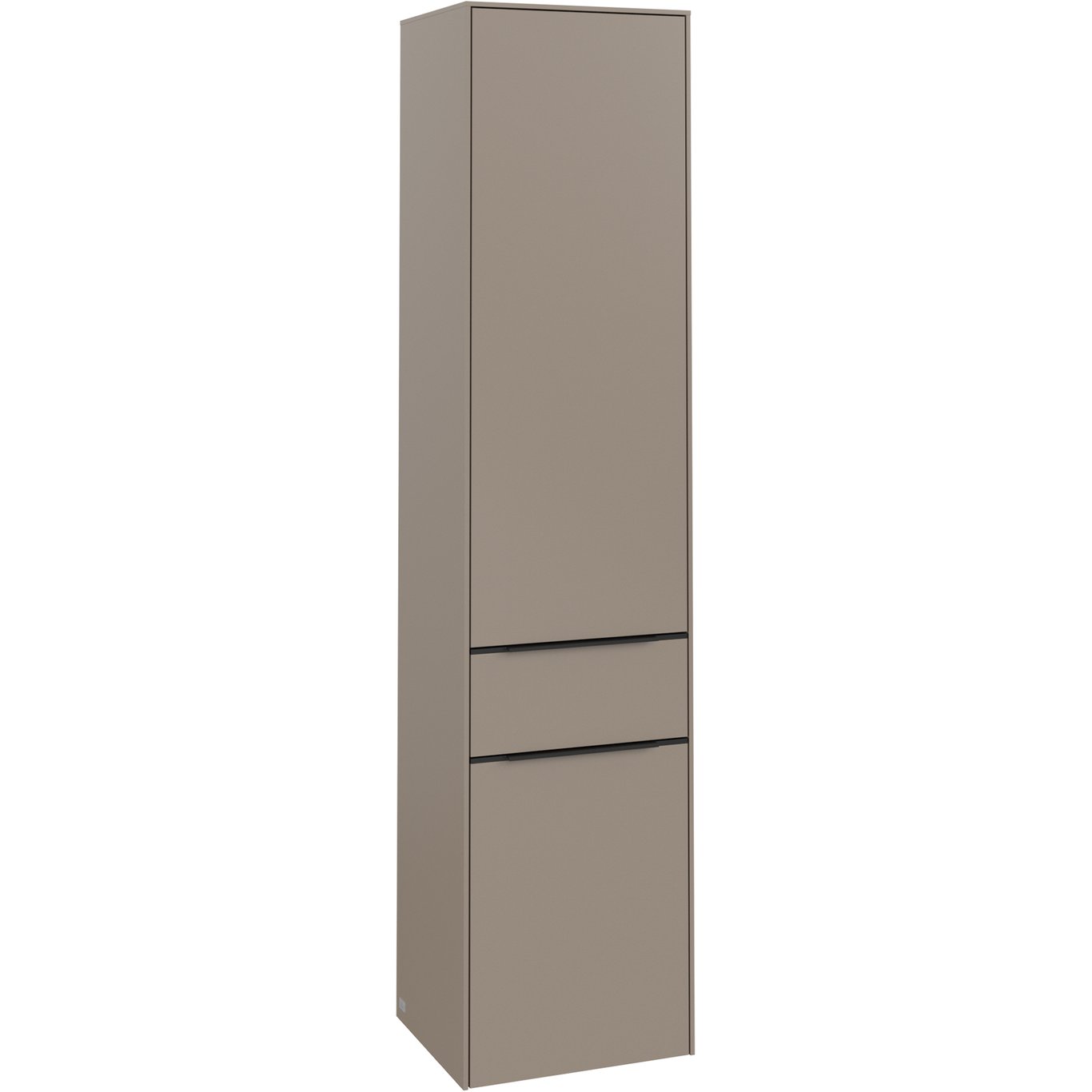 V&B SUBWAY 3.0 HØYSKAP 40X171 VENSTRE 2 DØRER & SKUFF TAUPE HÅNDTAK I VOLCANO BLACK