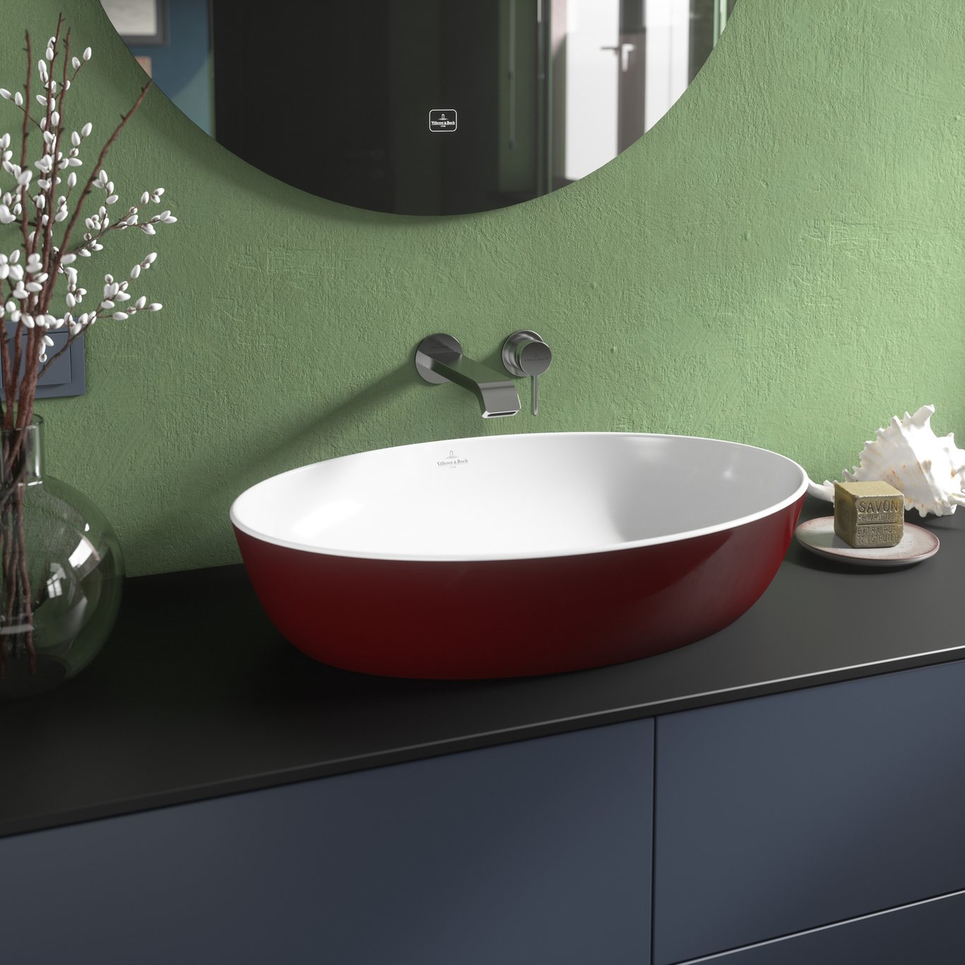 V&B ARTIS SERVANT OVAL 61X41 BORDEAUX V&B ARTIS SERVANT OVAL 61X41 BORDEAUX