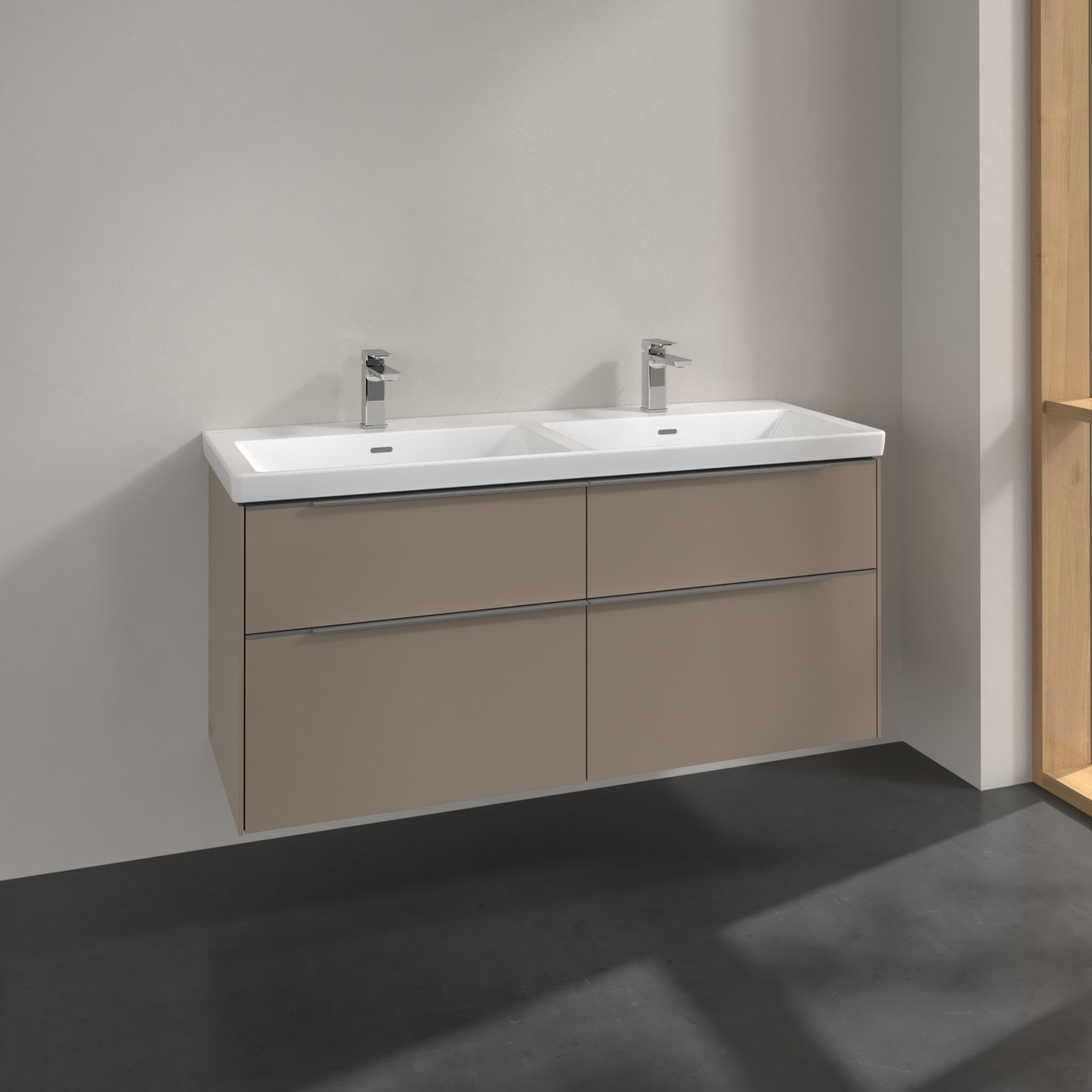 V&B SUBWAY 3.0 SERVANTSKAP 127X57 F/DOBBEL SERVANT TAUPE HÅNDTAK I KROM