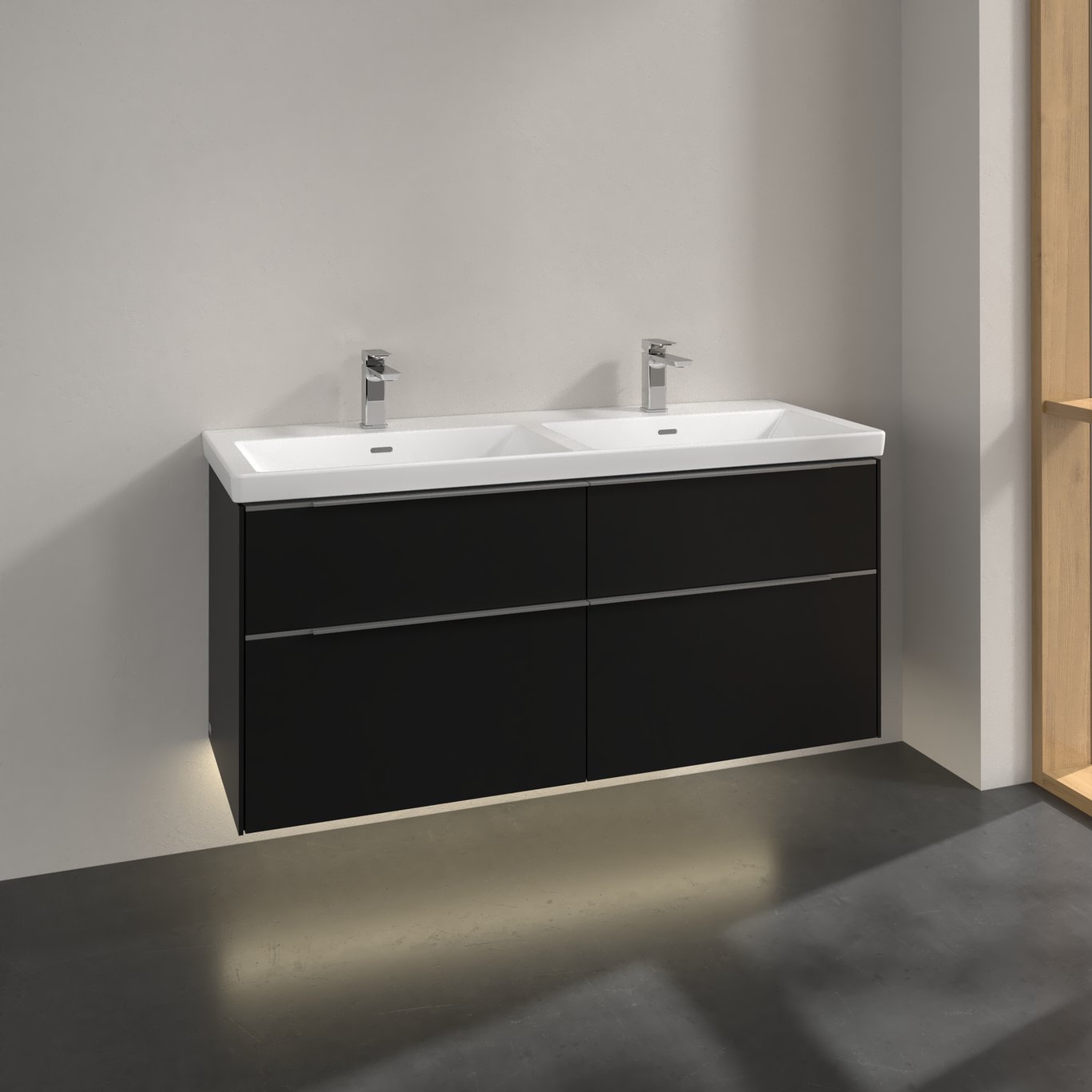 V&B SUBWAY 3.0 SERVANTSKAP 127X57 F/DOBBEL SERVANT VOLCANO BLACK M/LYS HÅNDTAK I KROM