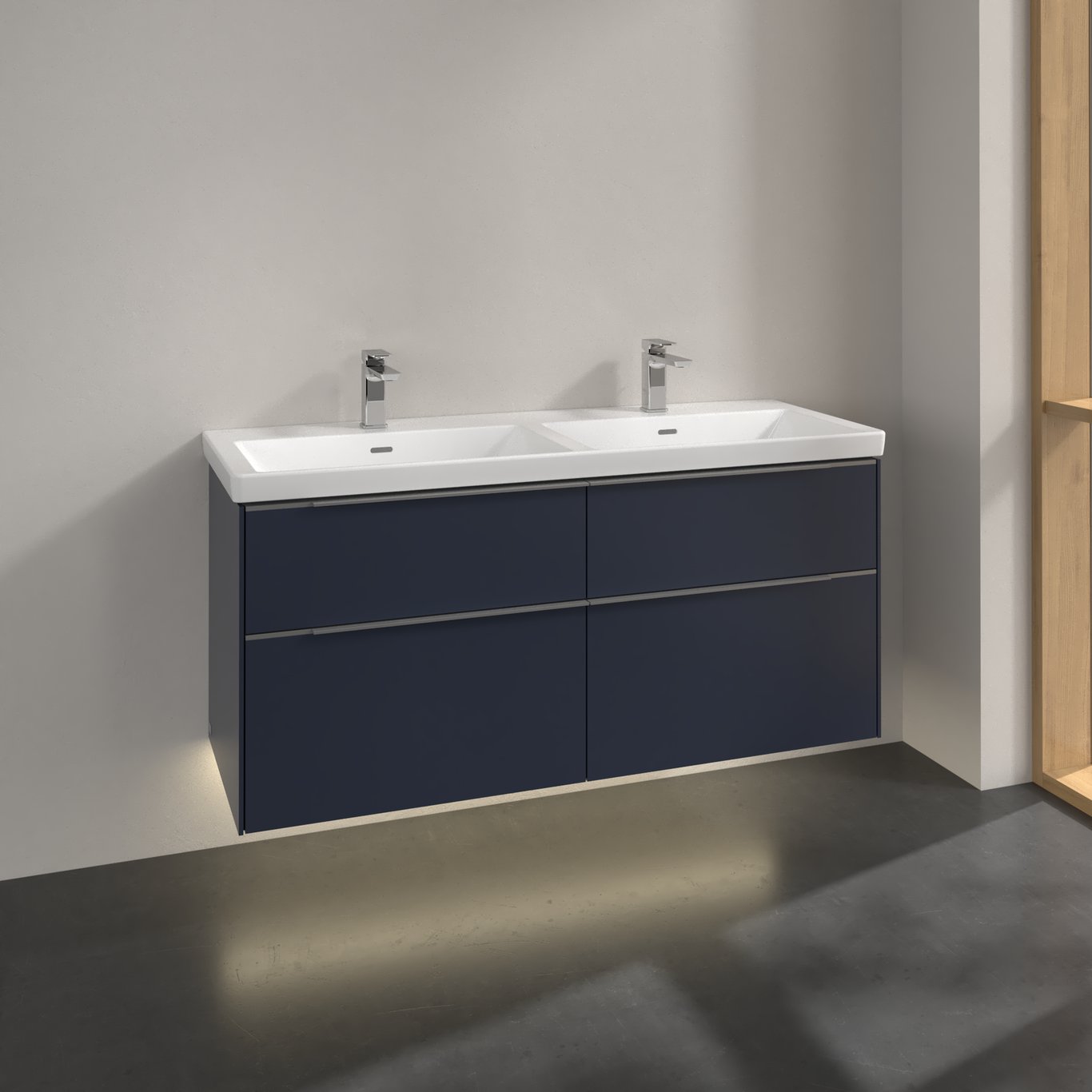V&B SUBWAY 3.0 SERVANTSKAP 127X57 F/DOBBEL SERVANT MARINE BLUE M/LYS HÅNDTAK I KROM